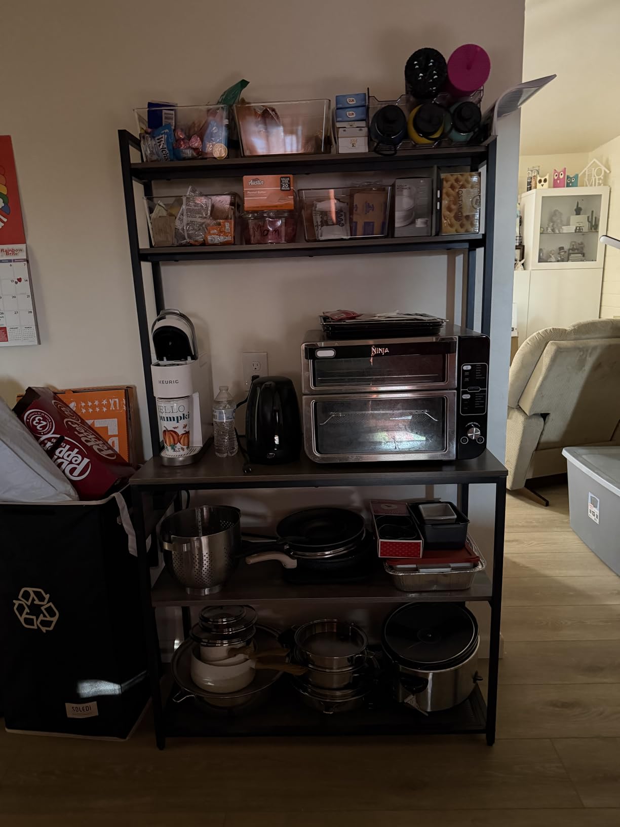 Denkee Large Bakers Rack with Power Outlets, 38 Inch Microwave Stand with Storage, 5-Tier Coffee Bar Stand, Industrial Kitchen Shelf Rack, Rustic Brown customer photo 2