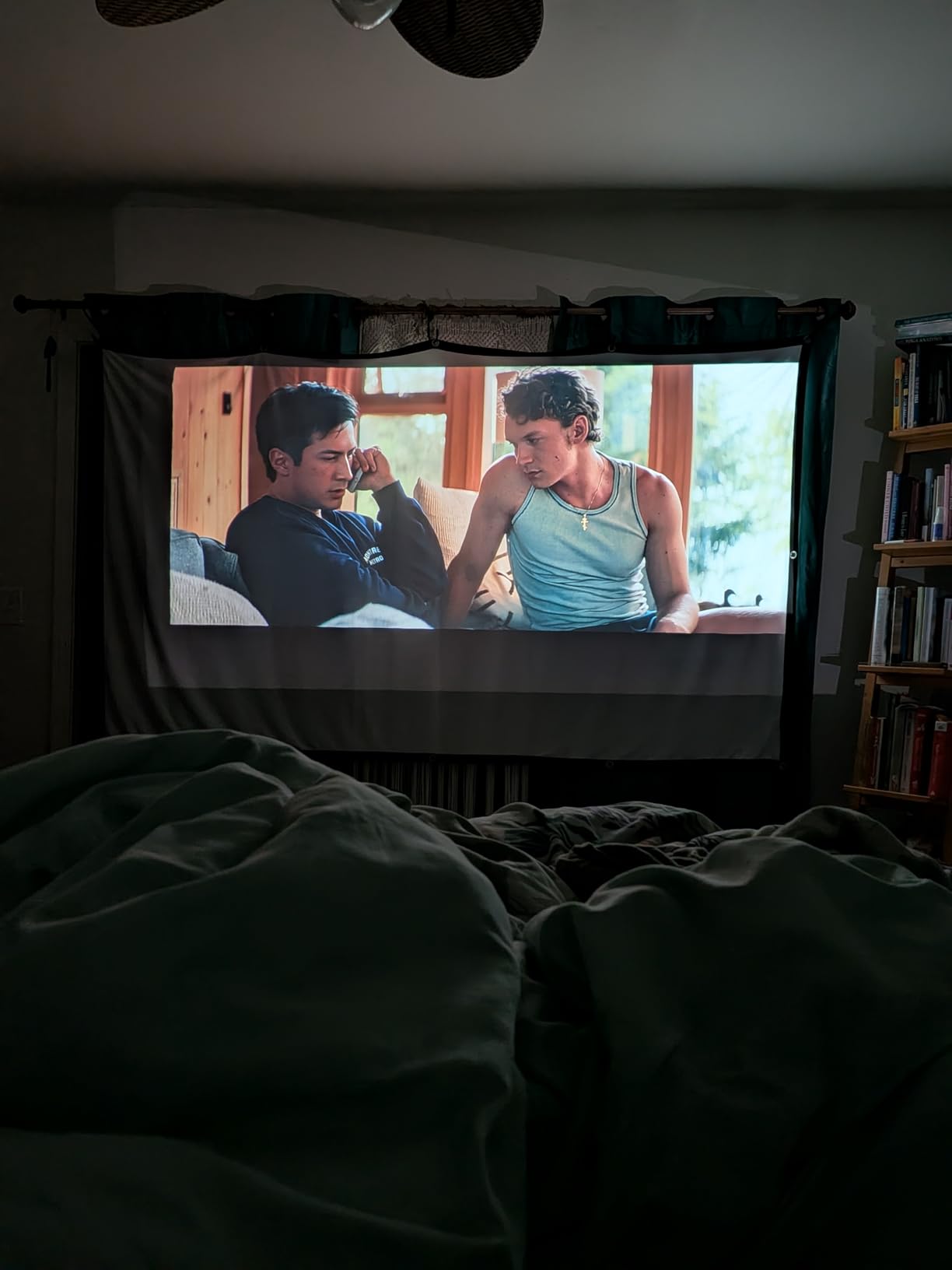 Taotique Projector Screen 72 inch, Movie Projector Screen 16:9 HD Foldable and Portable Anti-Crease Indoor Outdoor Projection Double Sided Video Projector Screen for Home, Party, Office, Classroom customer photo 2