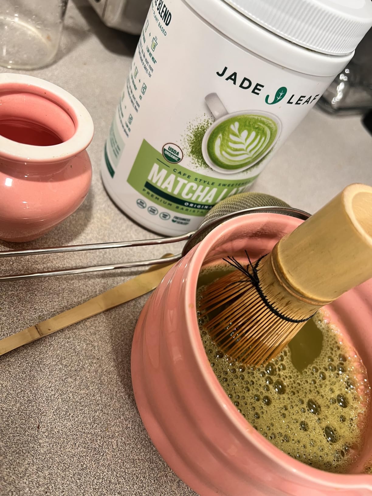 Matcha Whisk Set- Matcha Set includes Matcha Whisk and Bowl (Bowl with Spout), Sifter, Holder and Scoop- The Perfect Bamboo Whisk for Matcha Tea (Molted Green) customer photo 1