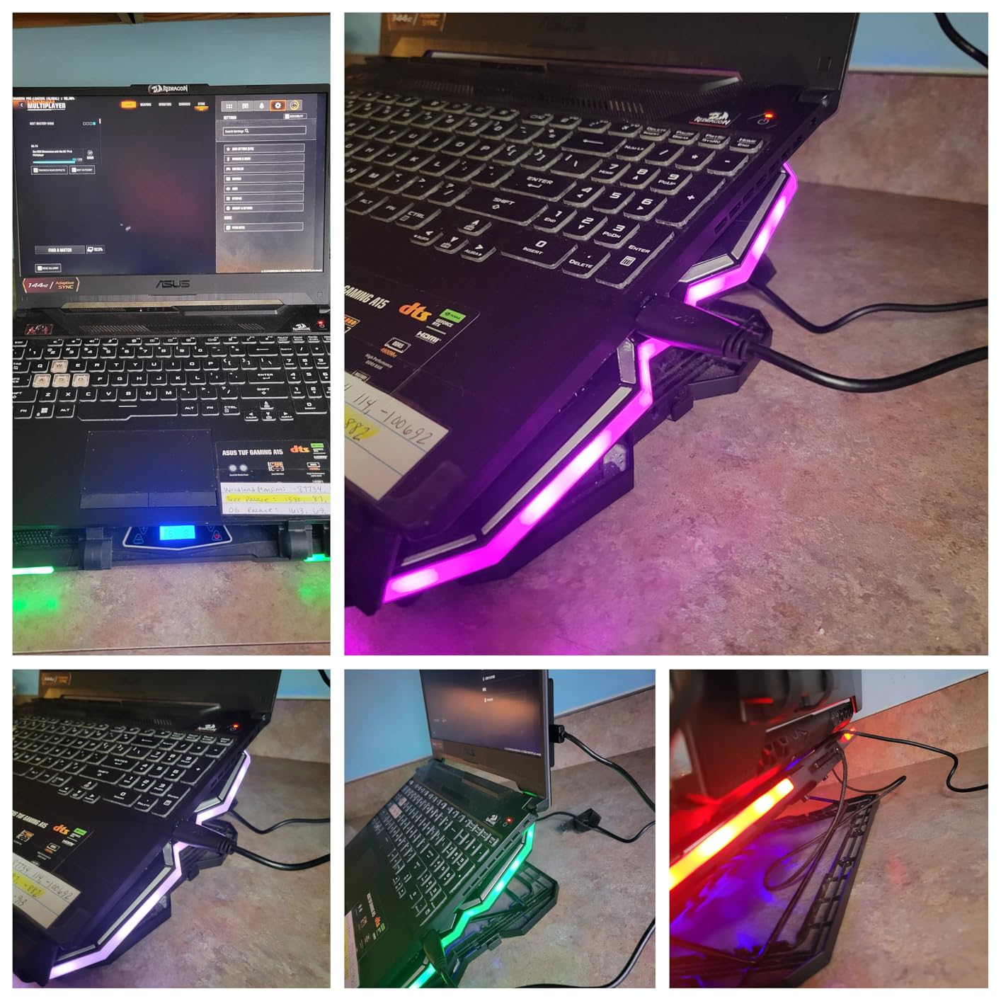 KeiBn Upgraded Gaming Laptop Cooler Pad with 9 Quiet RGB Fans, Cooling Pad for 15.6-17.3 Inch Laptops with 7 Height Stands, 2 USB Ports, Phone Stand-Blue customer photo 1