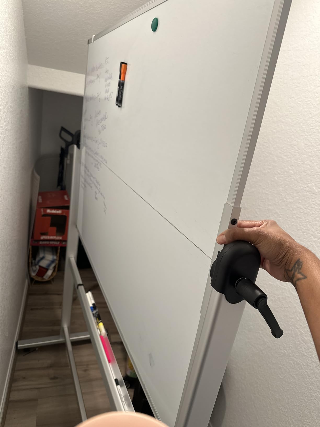 VIZ-PRO Double-Sided Mobile Whiteboard, 48 x 36 Inches, Magnetic Rolling Dry Erase White Board on Wheels with Aluminium Frame and Stand customer photo 1