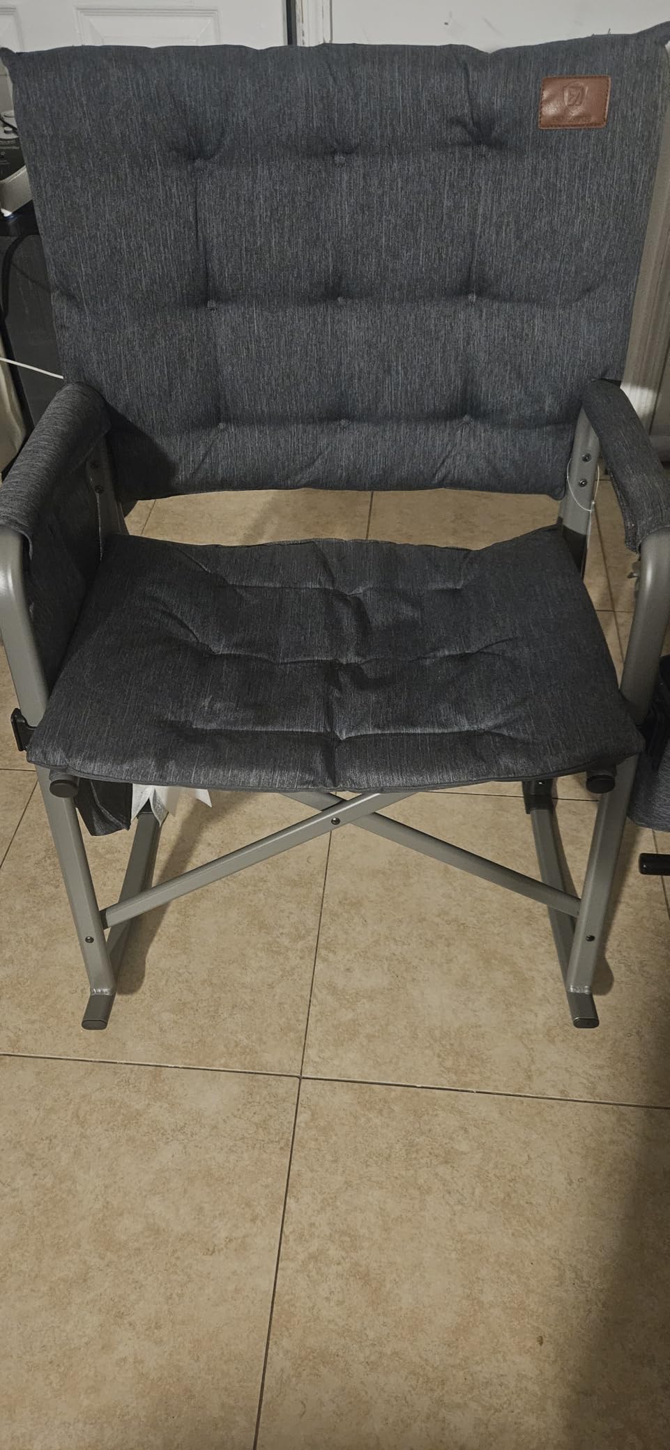 EVER ADVANCED Oversized Folding Rocking Camping Chair, Padded Portable Rocker Chair for Patio, Lawn and Outdoors, Heavy Duty Hard Armchair for Adults Supports 400lbs, Grey customer photo 1