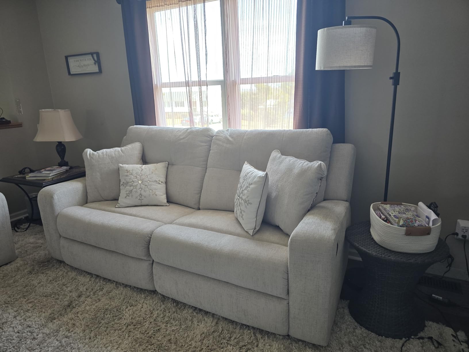 Nintiue Upgraded Modern Arc Dimmable Tall Standing Floor Lamp with Linen Shade, 1200 Lumens LED Bulb Included, for Living & Reading Room, Bedroom, Office & Nursery, Gold customer photo 2