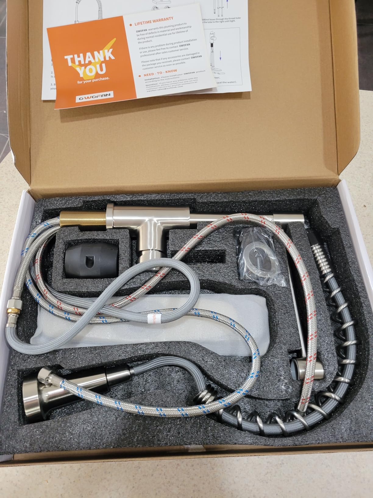 OWOFAN Touchless Kitchen Faucet with Pull Down Sprayer LED Light Single Handle Kitchen Sink Faucet Motion Sensor Smart Hands-Free, Stainless Steel Brushed Nickel 1080SN customer photo 1