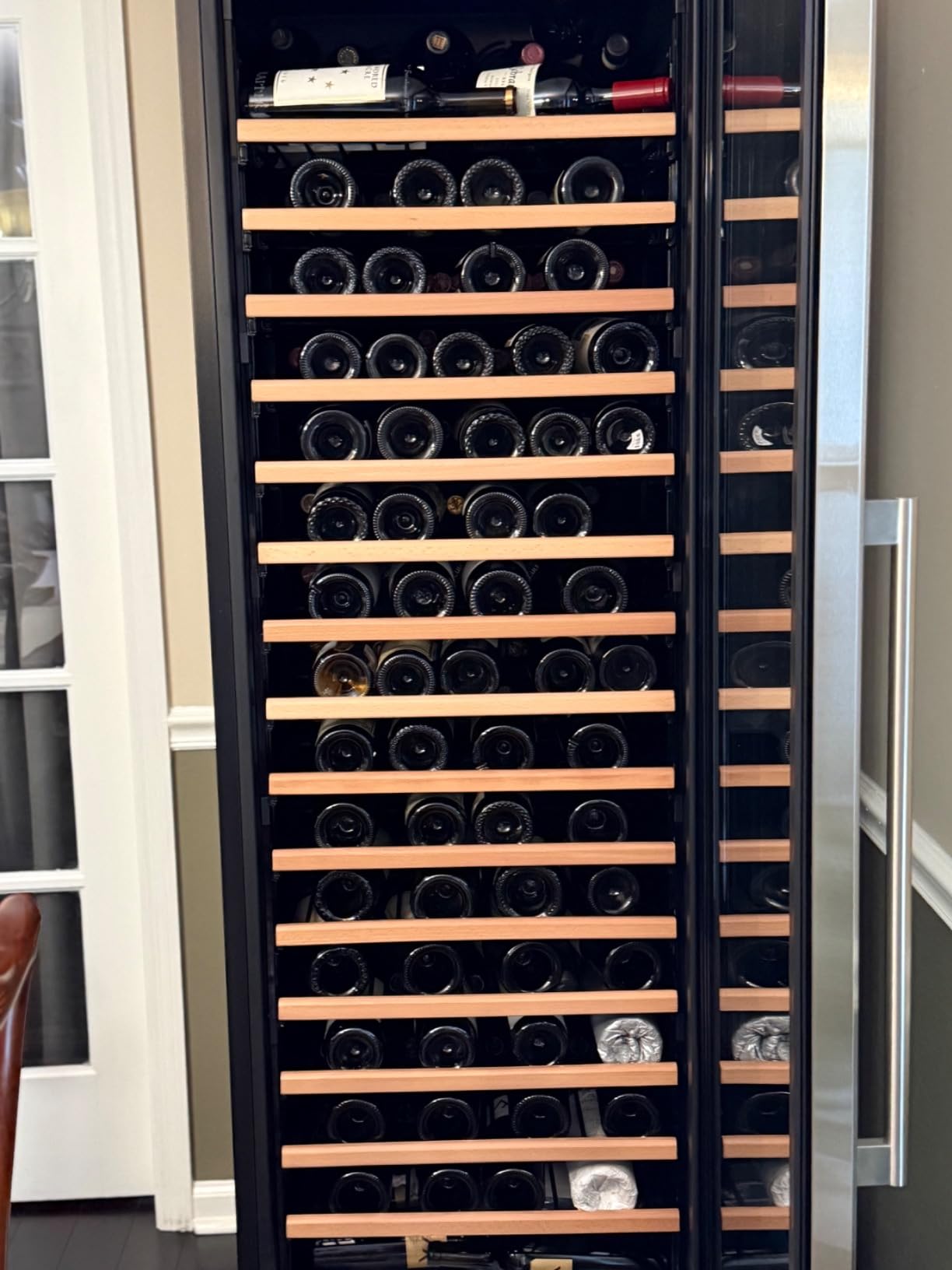 Wine Fridge 24 Inch, 190 Bottles Freestanding or Built-in Wine Cooler Refrigerator with Sliding Rail Shelves, Professional Wine Cellar Low Noise with Upgraded Reversible Door customer photo 2