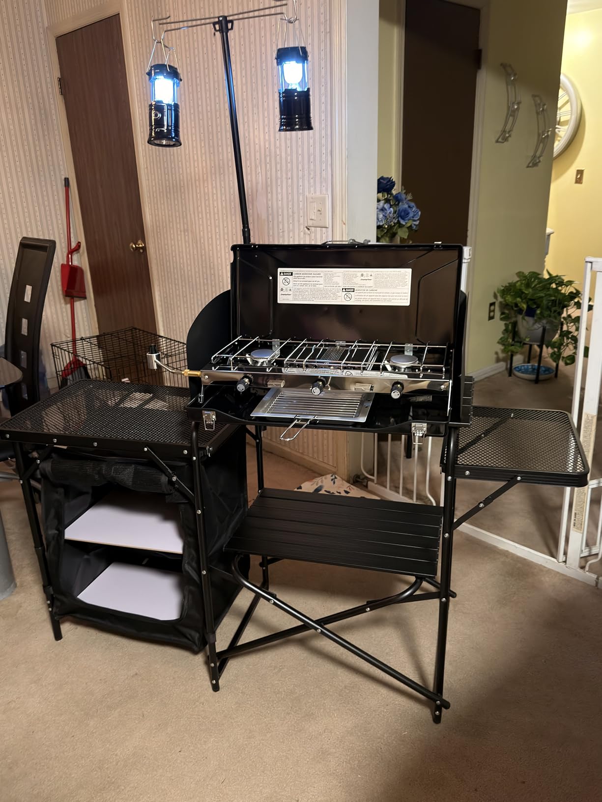 Nice C Camping Kitchen Station, Camping Table, Picnic Table, Portable Grill Table, Folding Cook Table, Upgrade Light Stand and Windshield Station & Organizers, Carry Bag for Beach, Picnic (Black) customer photo 1