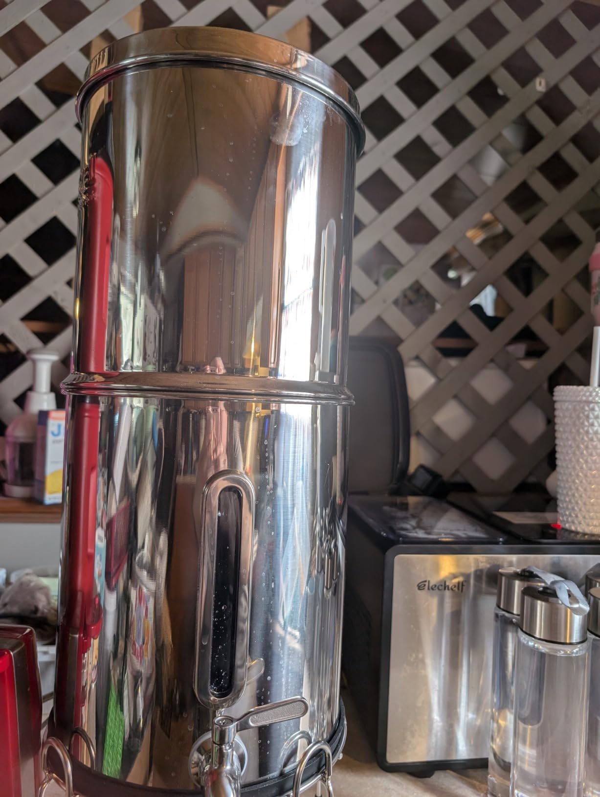 Purewell 2.25G Gravity Water Filter System with Water Level Window, 3-Stage 0.01μm Ultra-Filtration Stainless Steel Countertop System with 2 Filters and Stand, Reduce 99% Chlorine, PW-KS customer photo 1