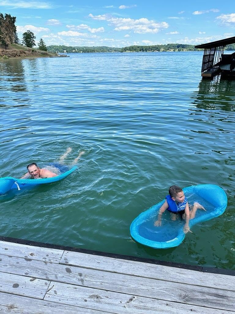 SwimWays Spring Float Premium Hammock Pool Lounger, Inflatable Pool Floats Adult with Fast Inflation for Ages 15 & Up, Sky Blue customer photo 1