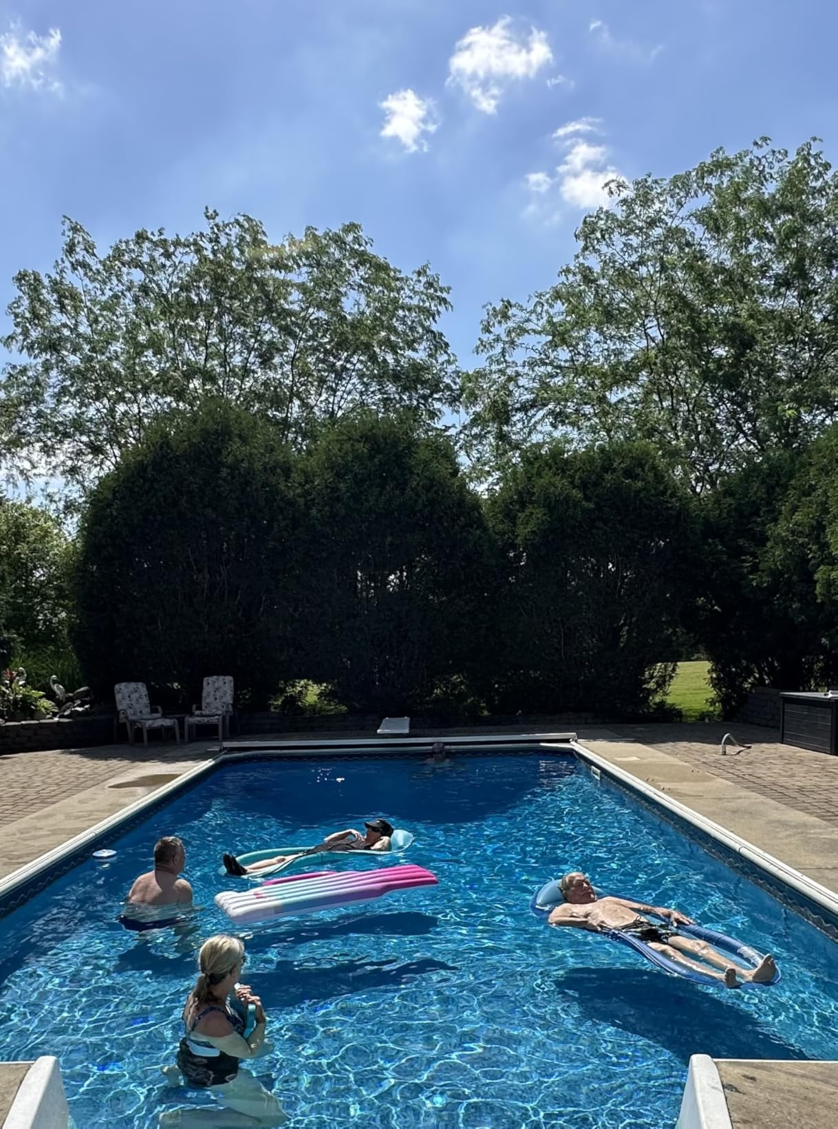 SwimWays Spring Float Premium Hammock Pool Lounger, Inflatable Pool Floats Adult with Fast Inflation for Ages 15 & Up, Sky Blue customer photo 2