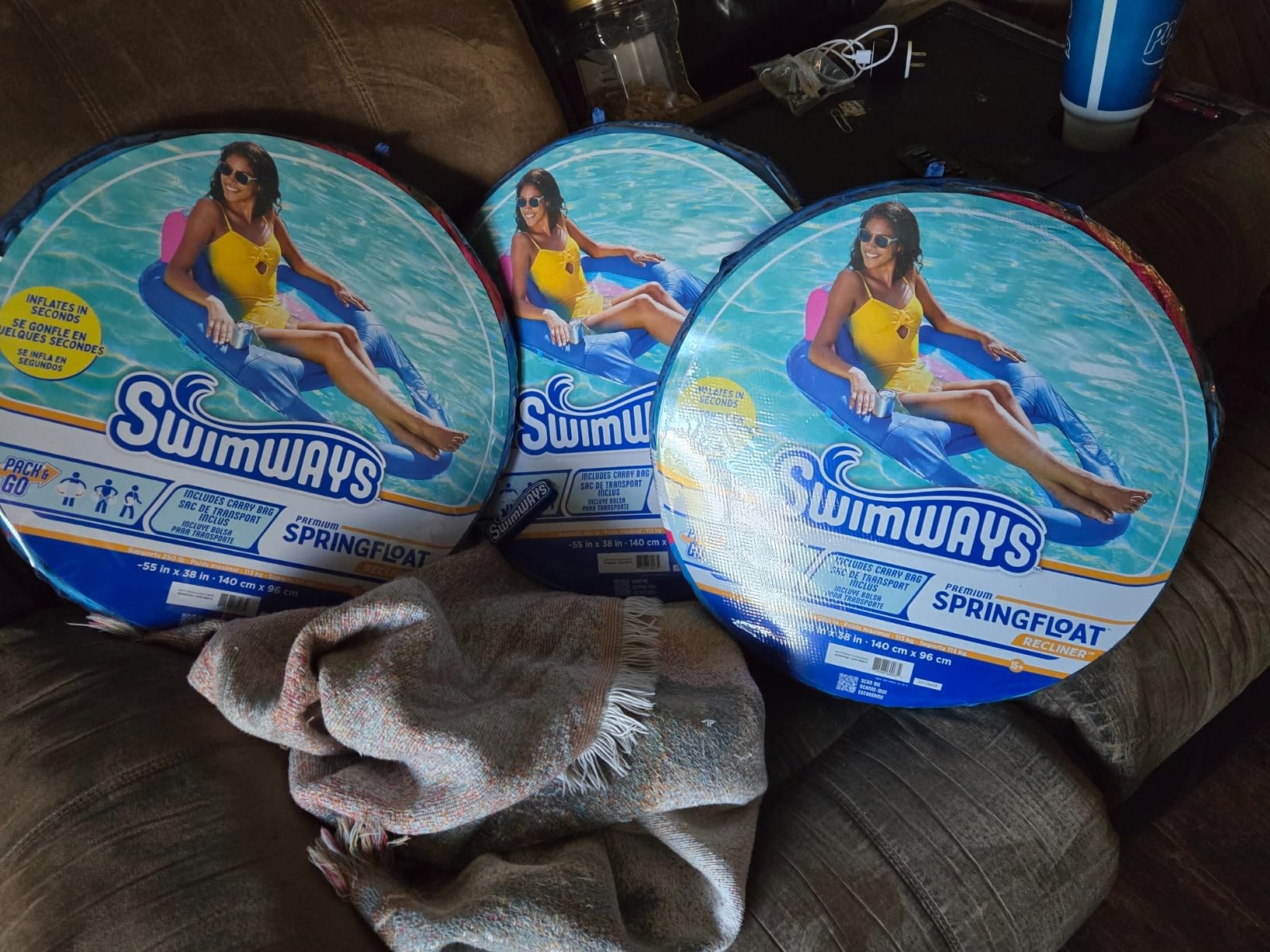 SwimWays Spring Float Premium Recliner Pool Lounger, Inflatable Pool Floats Adult with Fast Inflation for Ages 15 & Up, Sky Blue customer photo 2