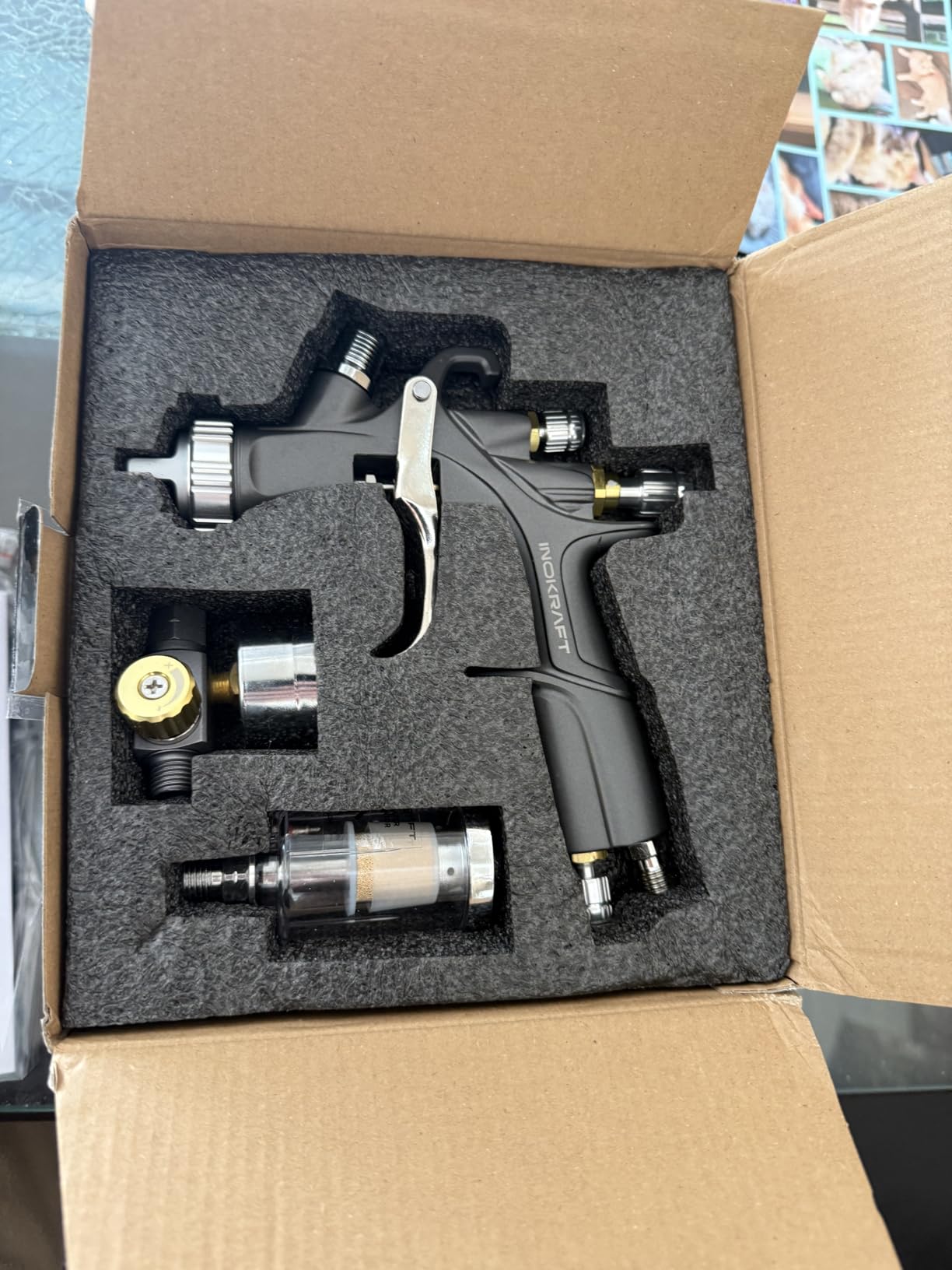 InoKraft D1 LVLP Air Spray Gun Premium Kit, Easy to Use, Paint Gun for Cars & House DIY Painting, 1.3/1.5/1.7mm Nozzles, with Paint Sprayer Accessories customer photo 2