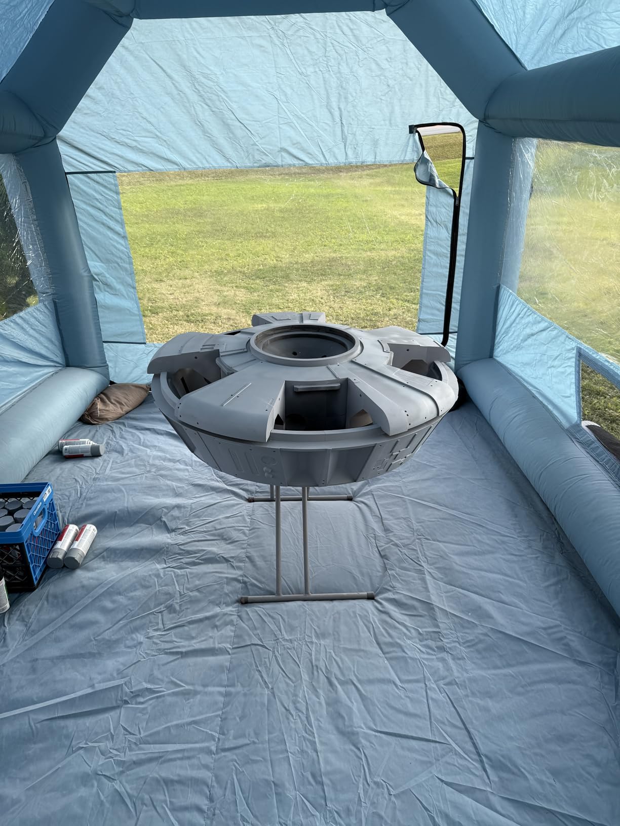 LVAOSTT Paint Booth 10x8.2x8.2FT Inflatable Paint Booth Portable Spray Booth Tent with Blower Air Filter System for DIY Spray Car Truck Motorcycle Garage Furniture Part Painting customer photo 1