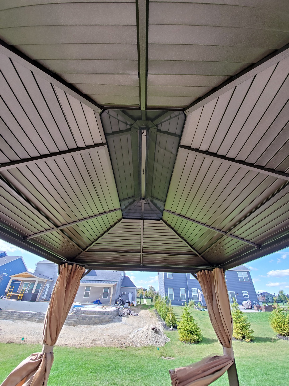 EROMMY 10' x 12' Hardtop Gazebo, Aluminum Frame Gazebos with Galvanized Steel Double Roof, Permanent Outdoor Metal Pavilion with Curtain and Netting for Patio, Lawn, Deck customer photo 2