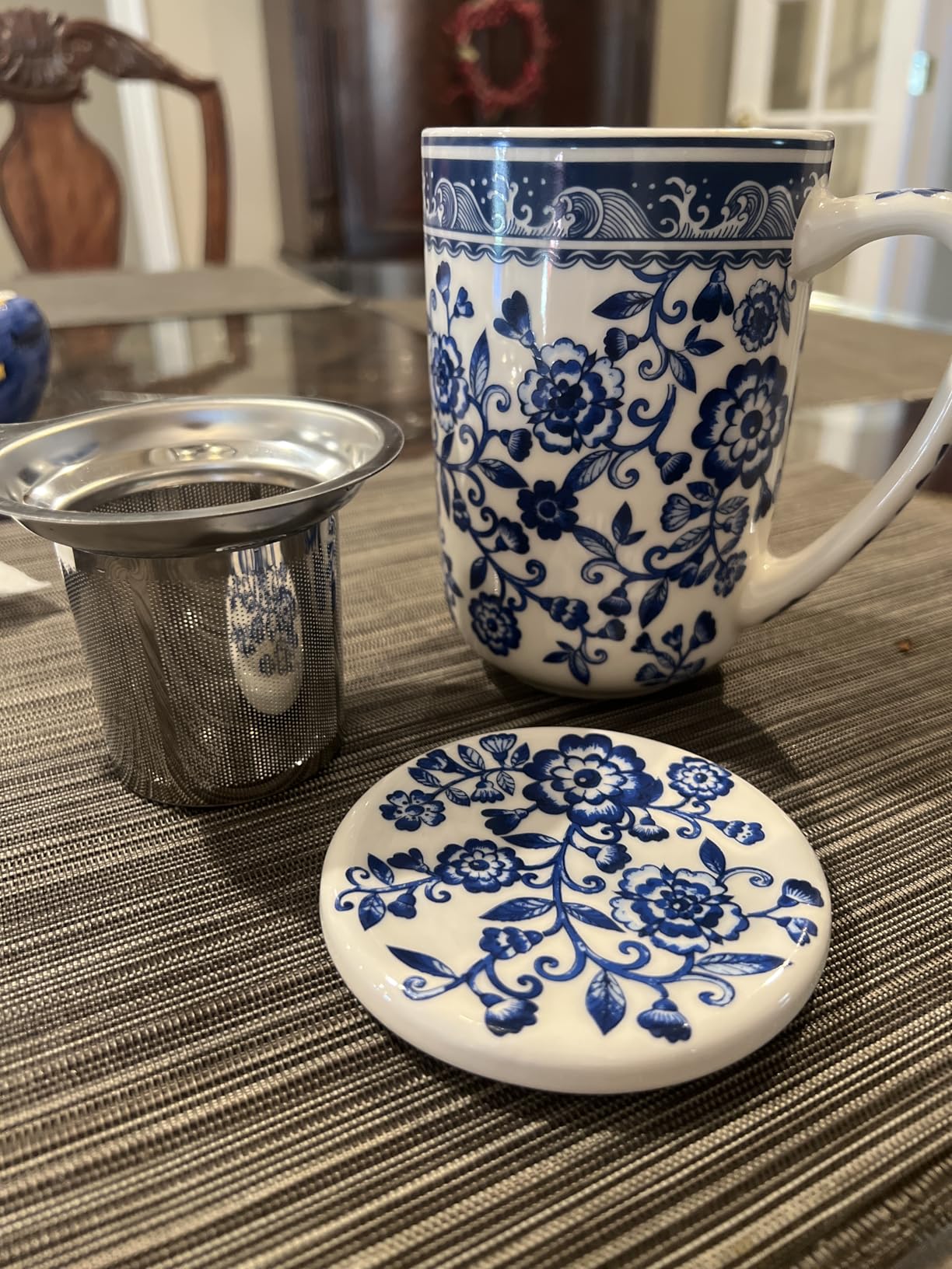 AmorArc Porcelain Tea Mug with Infuser and Lids, 18 Oz Coffee Cup Strainer with Bag Holder for Loose Leaf Tea, Steeping Coffee Mug for House-warming Wedding Birthday Gift customer photo 2