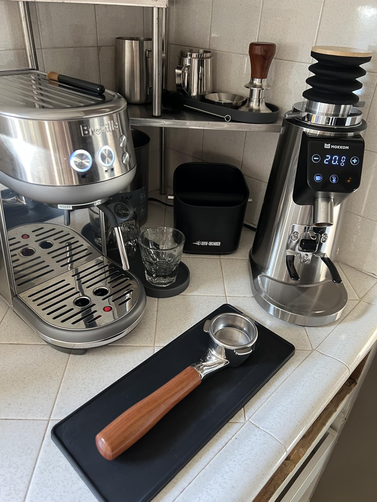 MHW-3BOMBER Espresso Knock Box, 1.2L(15 Cups) Coffee Knock Box with Removable Knock Bar and Anti-slip Pads for Espresso Puck, Coffee Ground, Durable Espresso Accessories, Black GB5967B customer photo 1