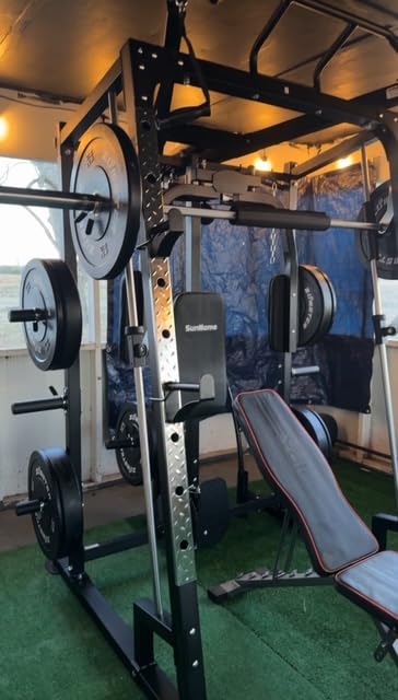 SunHome Smith Machine, Power Cage Squat Rack with Smith Bar, LAT Pull-Down Systems, Cable Crossover Machine and Cable Attachment for Home Gym customer photo 1