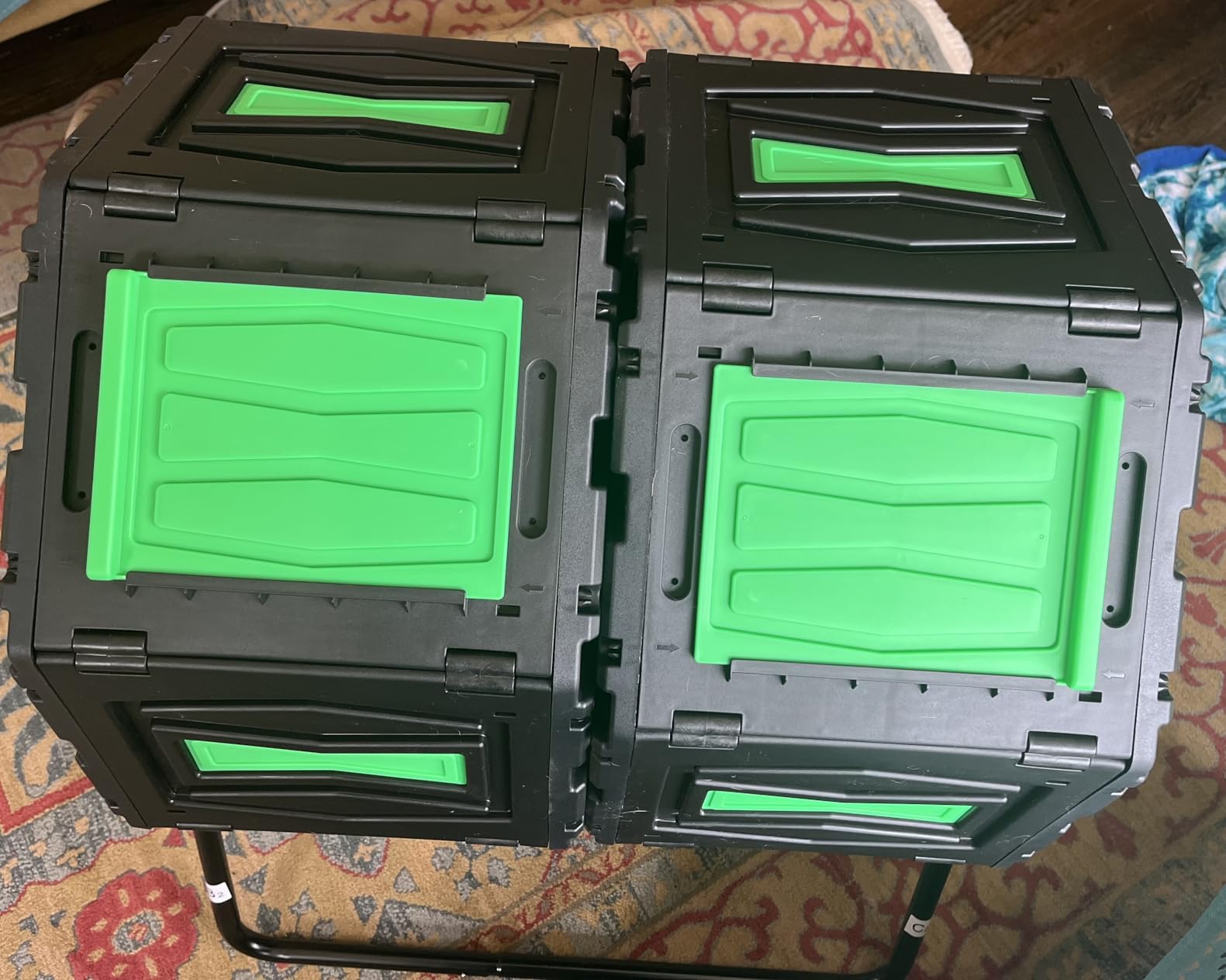 Compost Tumbler, Easy Assemble & Efficient Outdoor Compost Bin, 45 Gallon/170 Liter Large Dual Chamber Rotating Composter for Garden, Kitchen, and Yard Waste, Orange Door customer photo 2