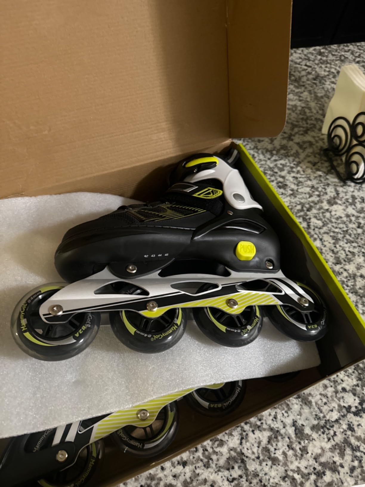 MammyGol Adult Inline Skates for Men Women, Blades Roller with Carbon Steel Bearings, TPR Brake, 3D Mesh, EVA Lining, PVC Upper | Adjustable Size Better Fit for Beginner Skating customer photo 1