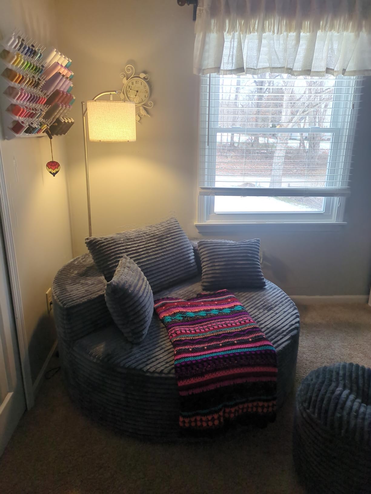 SUNMORY Arc Floor Lamp,Modern Floor Lamp with 9W 3 Color Temperatures Bulb,Metal Standing Lamps with Adjustable Hanging Lampshade,Tall Floor Lamps for Living Room,Bedroom,Office (Black) customer photo 1