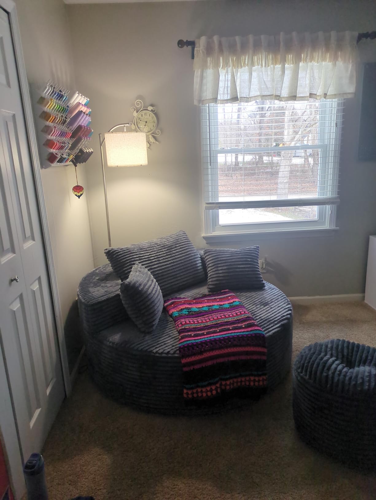 SUNMORY Arc Floor Lamp,Modern Floor Lamp with 9W 3 Color Temperatures Bulb,Metal Standing Lamps with Adjustable Hanging Lampshade,Tall Floor Lamps for Living Room,Bedroom,Office (Black) customer photo 2