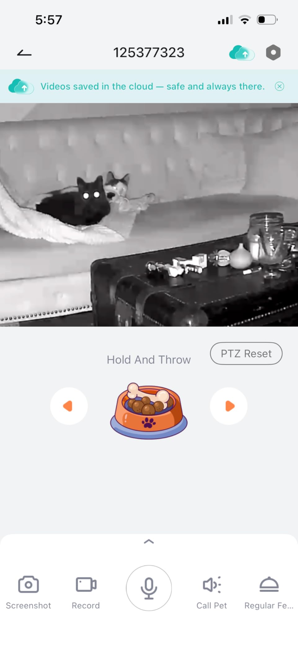 2K Pet Camera Treat Dispenser, 360°View Dog Camera with Phone App, 5G&2.4G WiFi 2-Way Talk Pet Cam Indoor for Cats Remote Treat Tossing, Motion Alerts, Auto Tracking customer photo 2