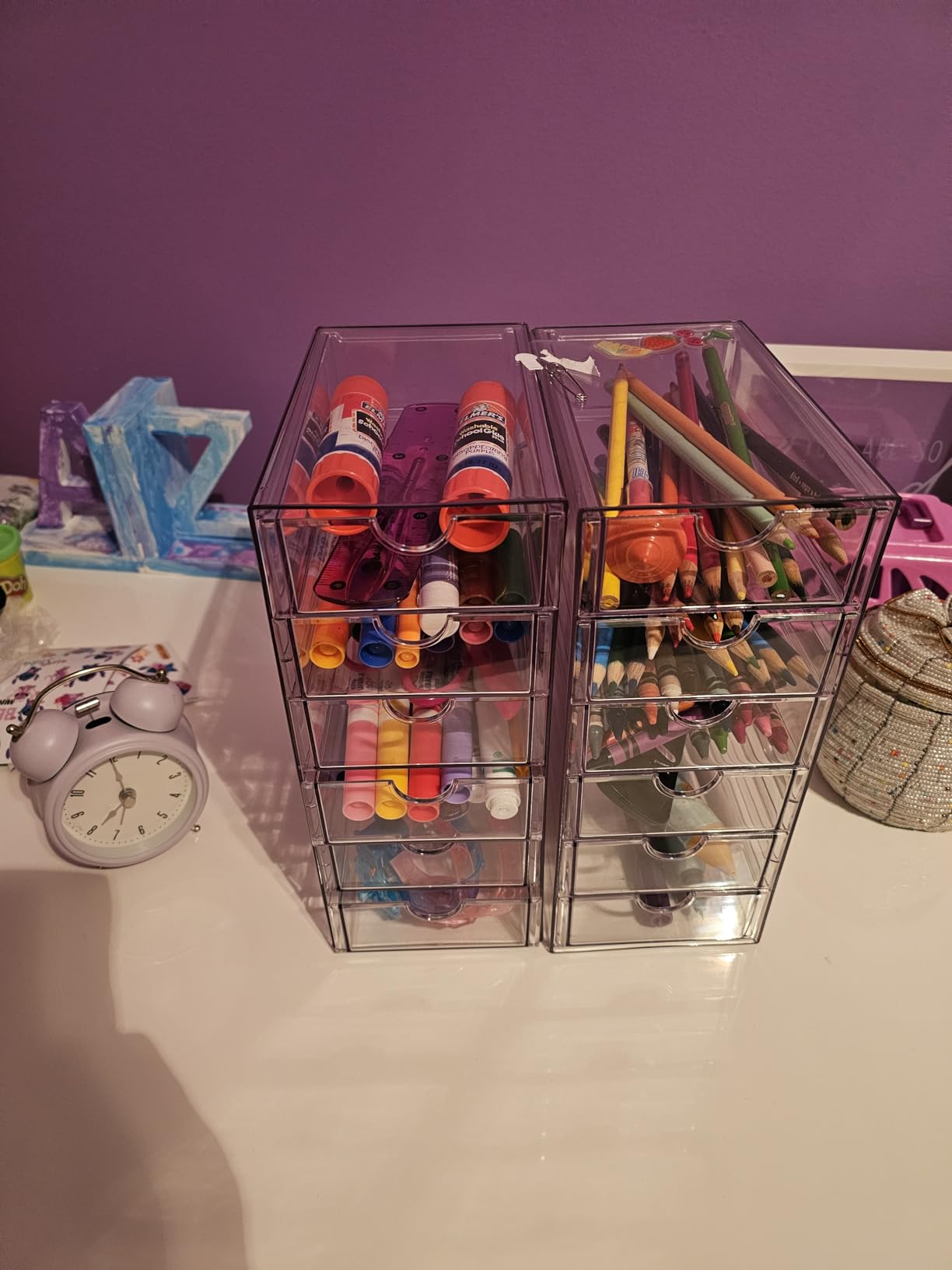 Acrylic Organizer with Drawers | 20 Drawers 4 Sets | Desk Organizer and Storage, Clear Makeup Organization, For Office/Art Supply/Craft Storage and Organization customer photo 1