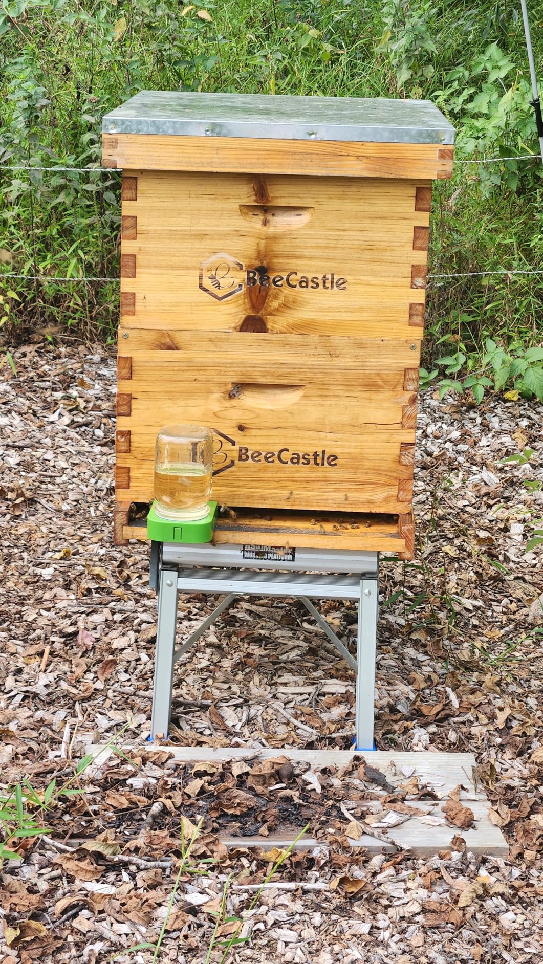 Foxhound Bee Co: Honey Bee Feeder for Beekeeping with Plastic Entrance Feeder and Extra Large Half Gallon Bottle for Feeding Sugar Syrup or Water to Bee Hives - 2 Pack customer photo 1