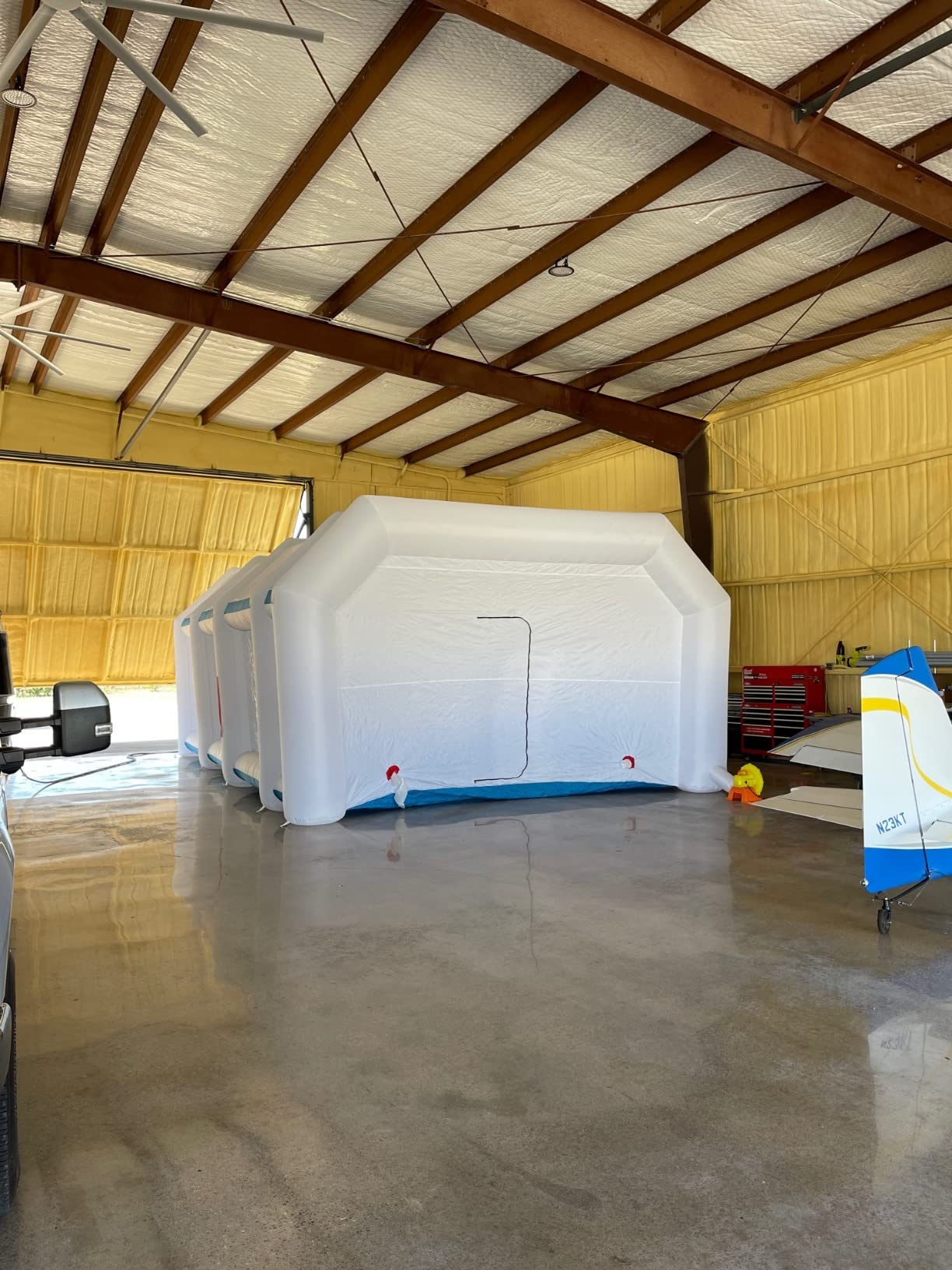BONOOTH Inflatable Paint Booth 30x20x11.5Ft with 1100W+950W Blowers for Trucks and Other Big Items Painting, Portable Spray Paint Booth with High Efficient Air Exchange System customer photo 1