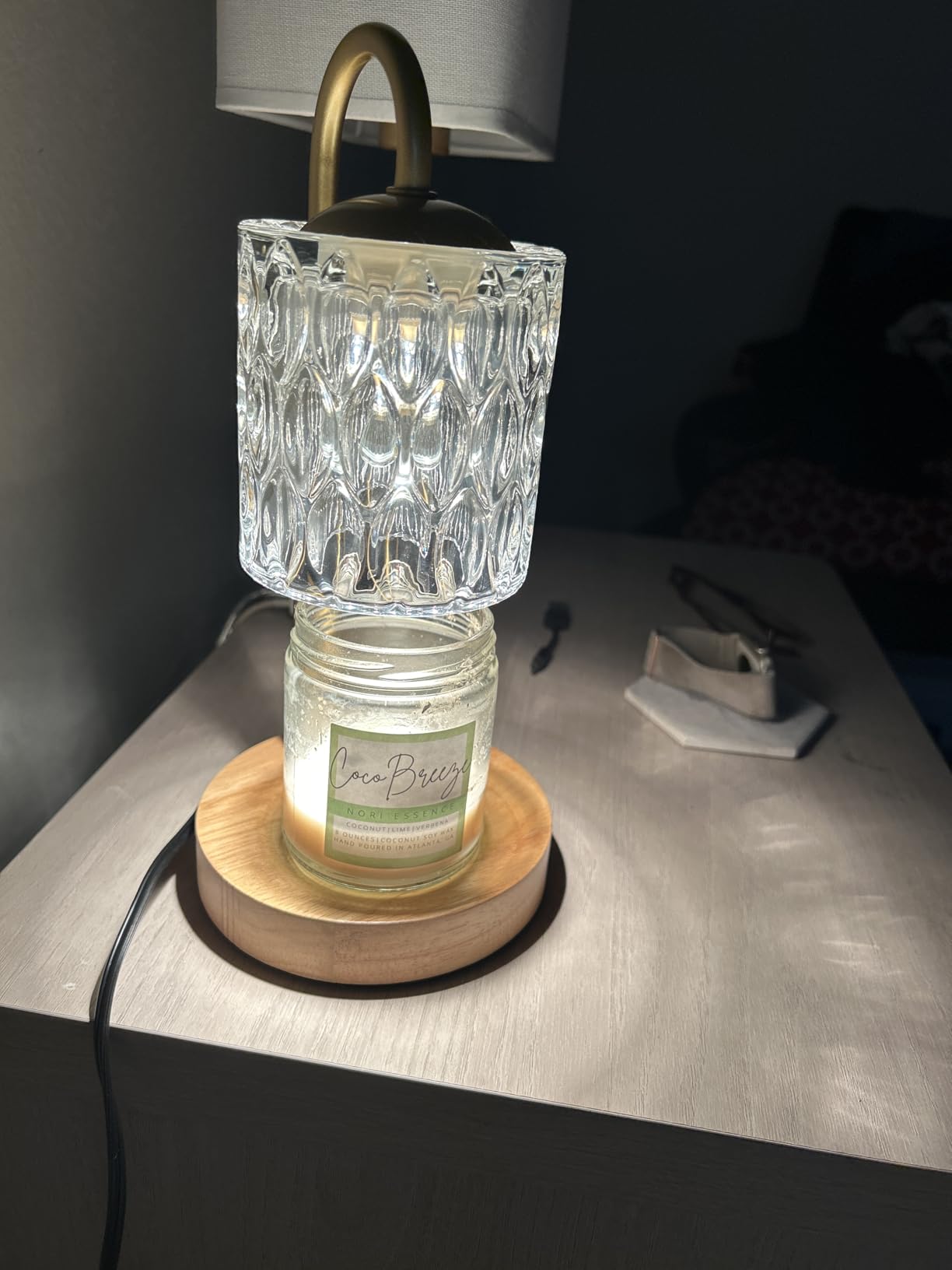 Briever Dimmable Candle Warmer Lamp with Timer, Height Adjustable Electric Candle Wax Warmer, Christmas Birthday Gifts for Women Mom, House Warming Gifts New Home Room Decor, Walnut Solid Wood Base customer photo 1