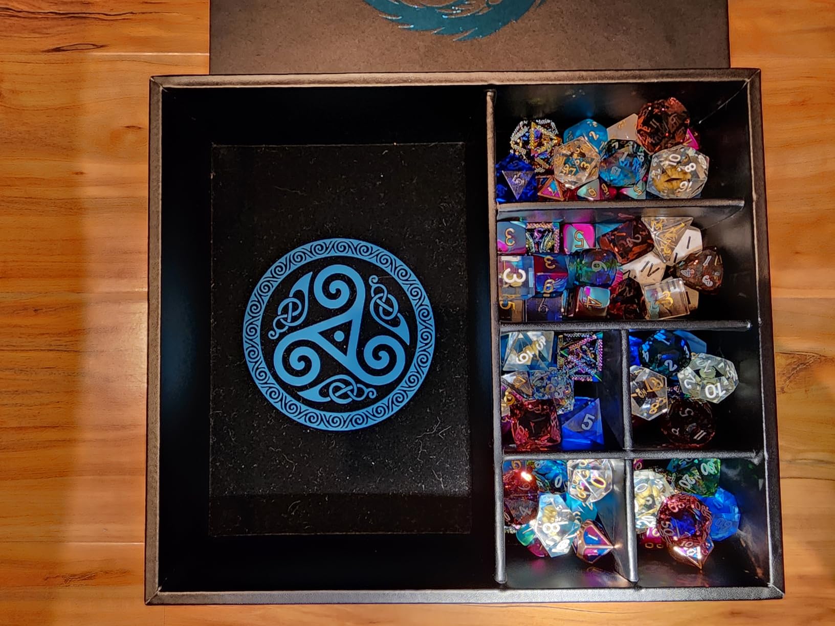 Soar Forge Dice Tray and Dice Tower for DND and RPG - All-in-One Game Roamer Tray & Large Tower for Random Rolls - Stores Your Sets, Mini's and More Compatible with D&D Gift Accessories (Blue Tree) customer photo 1