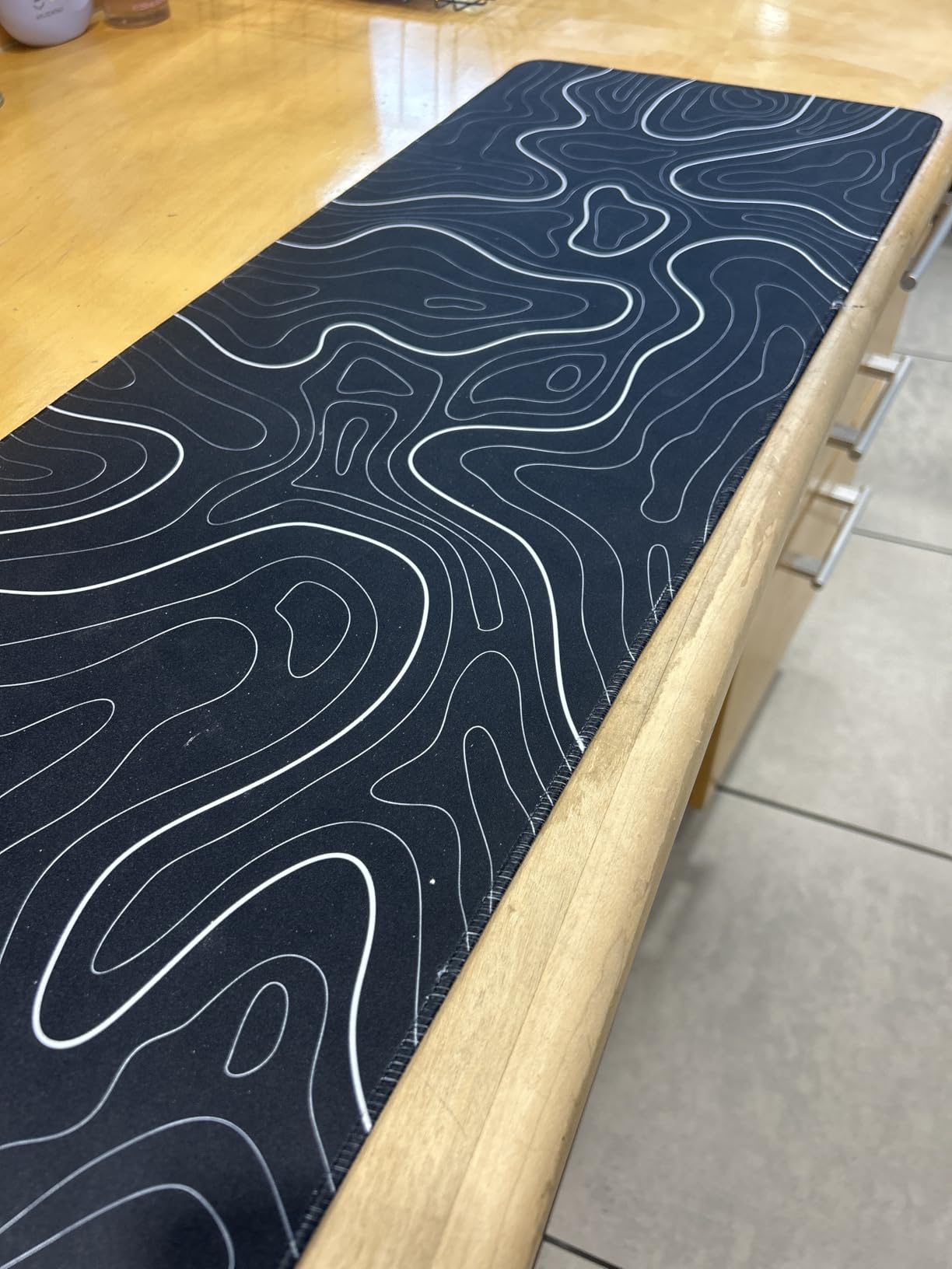 Gaming Mouse Pad Large 31.5 x 11.8in Topographic Keyboard Mousepad for Non-Slip Base and Stitched Edge, Extended Desk Pad XL Desk Mat (Black) customer photo 1