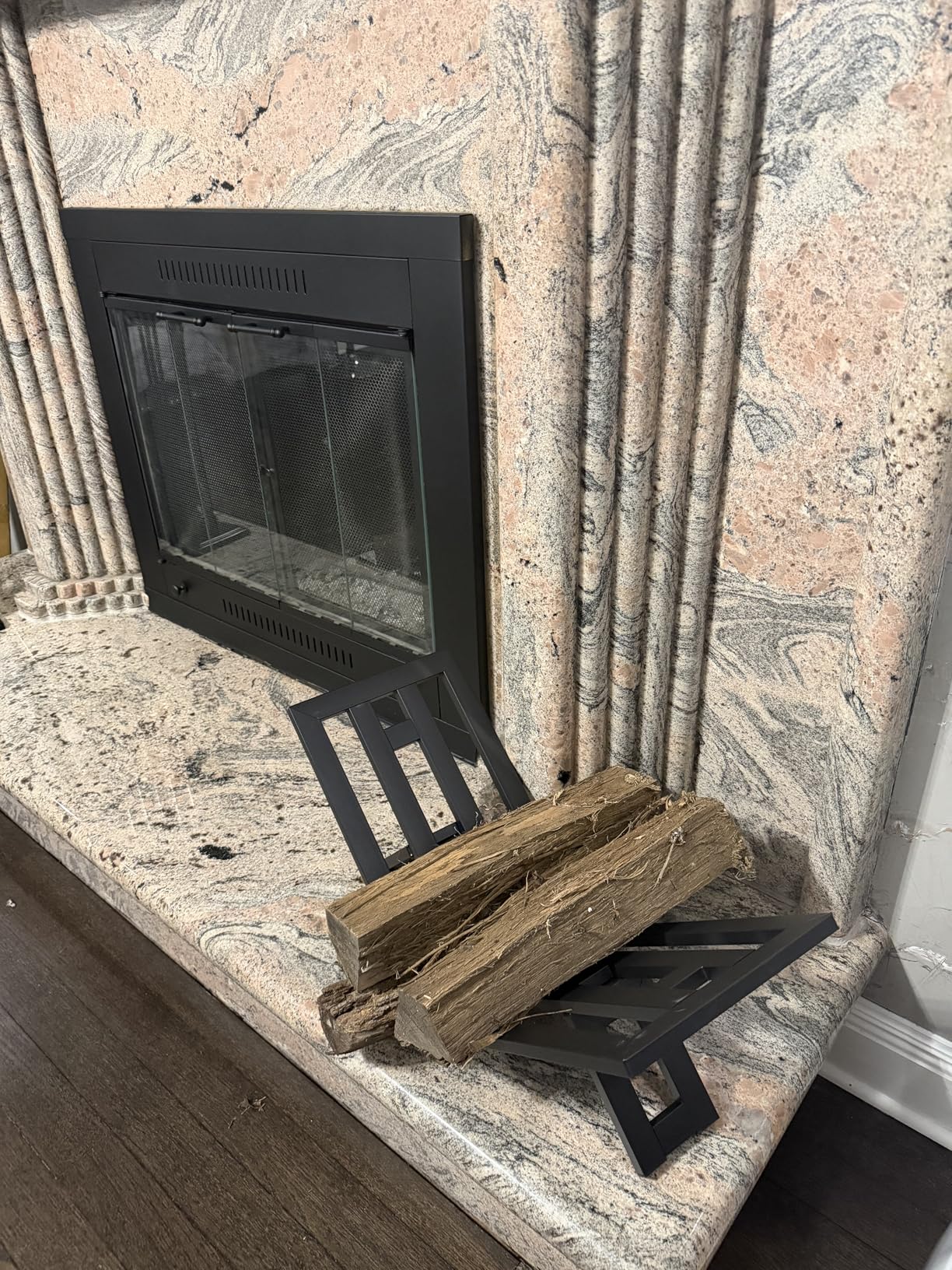 Firewood Rack Indoor Outdoor, Portable Wood Log Rack, Black Steel Fireplace Log Holder, Heavy Duty Firewood Stand for Fireplace/Firepit customer photo 1