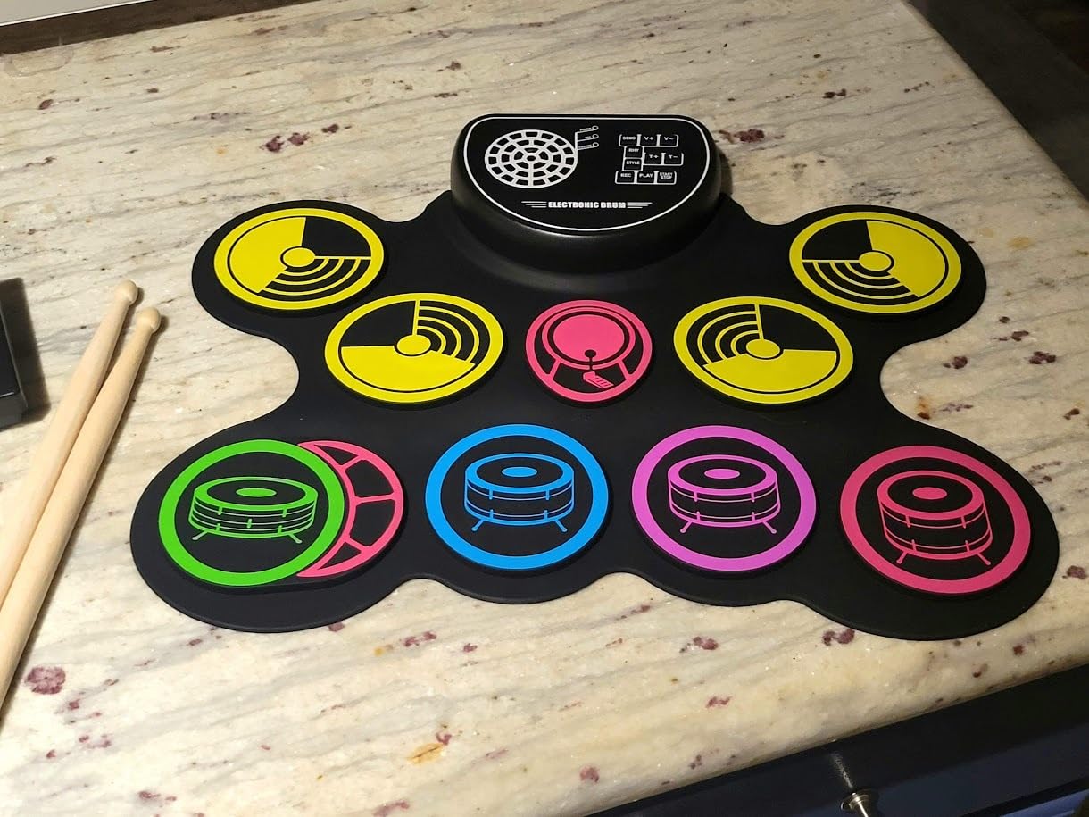 Electronic Drum Set, 10 Pads Roll-up Drum Practice Pad with Drum Pedals & Sticks, Built-in Speaker with Headphone Jack, Great Christmas & Birthday Gift for Kids customer photo 2