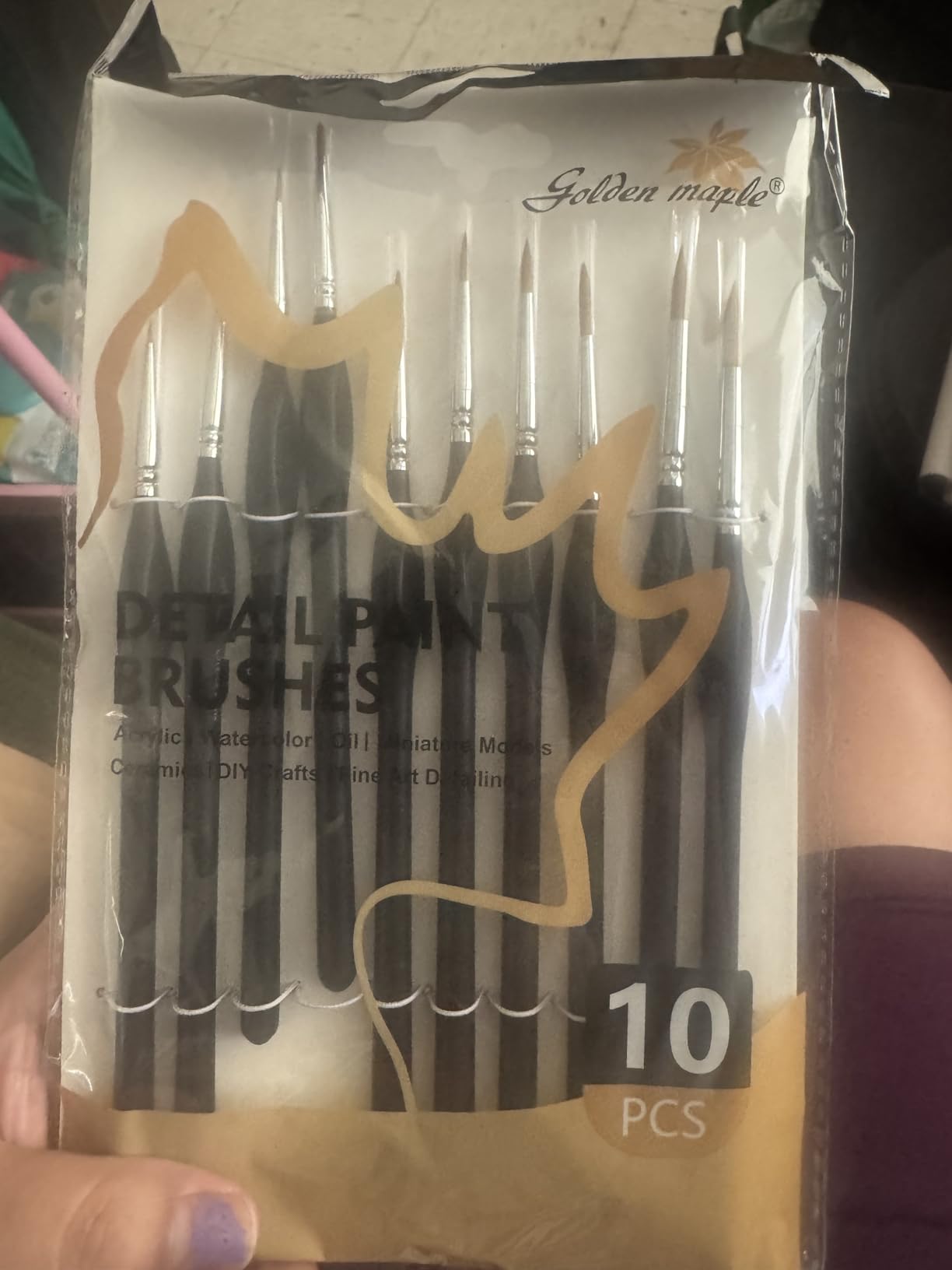 Golden Maple Miniature Paint Brushes Drybrush-10pcs Micro Detail Paint Brush Set, Small Fine Detail Brushes for Acrylic, Watercolors & Paint by Number, Figurine customer photo 1