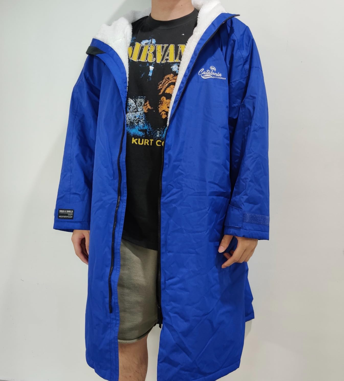 Catalonia Swim Parka for Men Women, Oversized Waterproof Surf Jacket, Warm Sherpa Lined Coat, Changing Poncho Robe customer photo 2