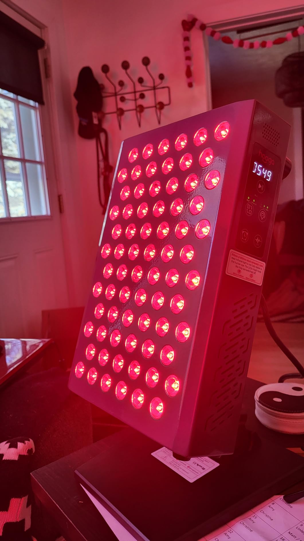 Hooga Red Light Therapy Panel Device - 630nm 660nm 810nm 850nm Red & Near Infrared Light Therapy, LED Light Therapy Lamp, 72 Quad Chip LEDs, Adjustable Brightness, Pulse Mode - ULTRA360 customer photo 2