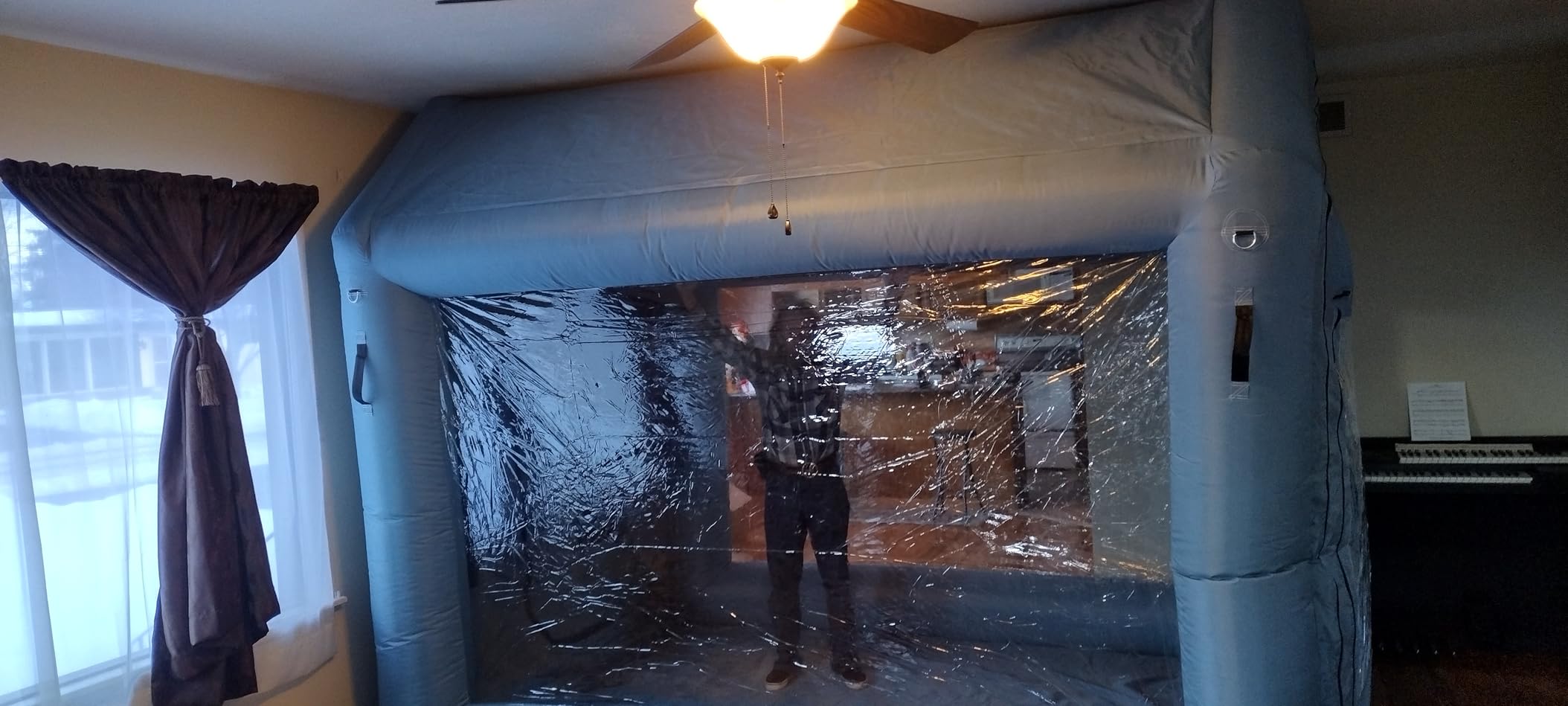 10x8.2x8.2ft Inflatable Paint Booth with 550W Powerful Blower and Three Layer Filter System, Portable Spray Booth Tent for Car Motorcycle Paint Workstation Garage customer photo 1