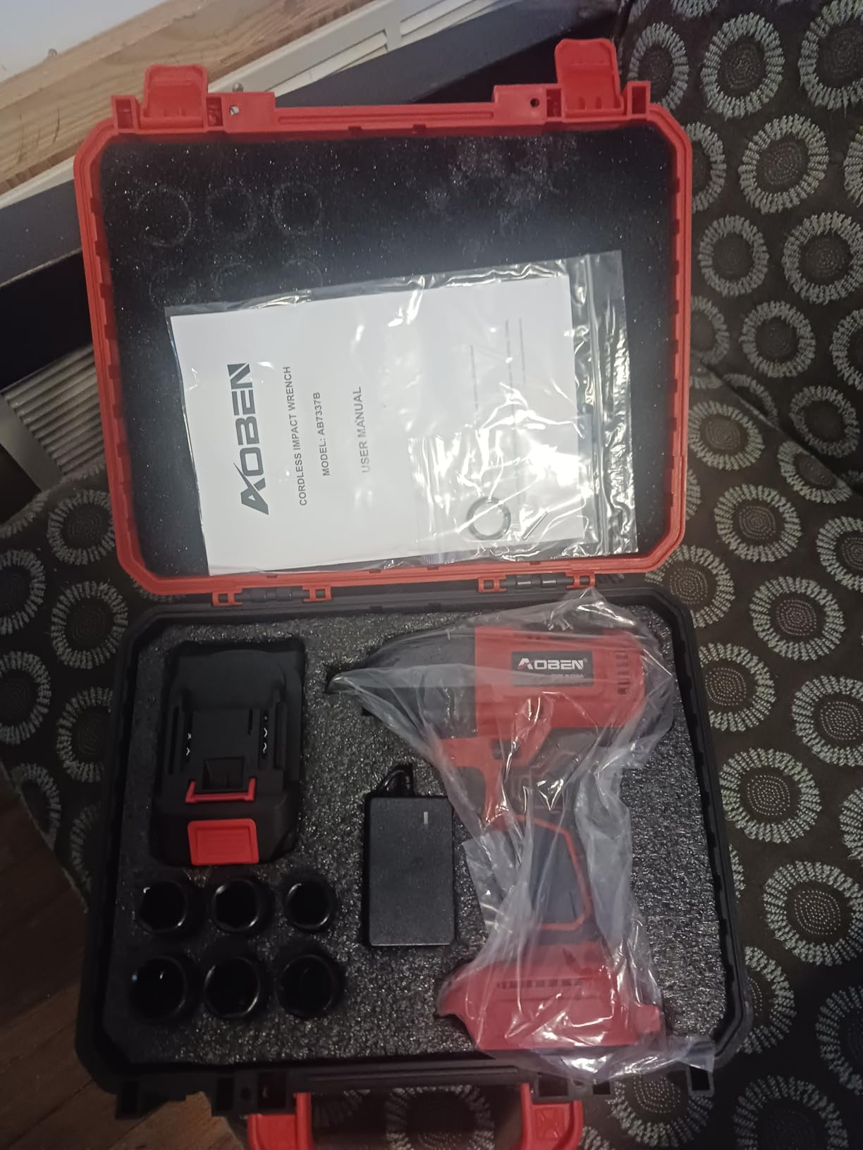 AOBEN Cordless Impact Wrench 1/2 Inch, Power Impact Gun Kit, Max 600N. M/450Ft-lbs High Torque Electric Impact Driver for Car RV Tire, 4.0Ah Battery, Charger, 6 Sockets & Storage Tool Case customer photo 1