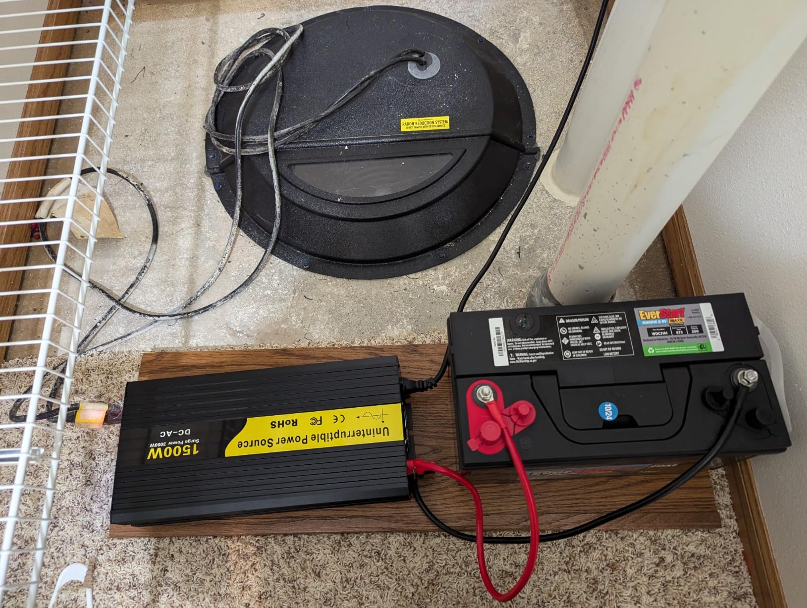 1500W Primary Sump Pump Backup System, Basment Protection Backup Inverter, Black, LCD Display, Auto Switches for Continuous Sump Pump Operation, Basement Emergency and Power Outage Backup customer photo 1