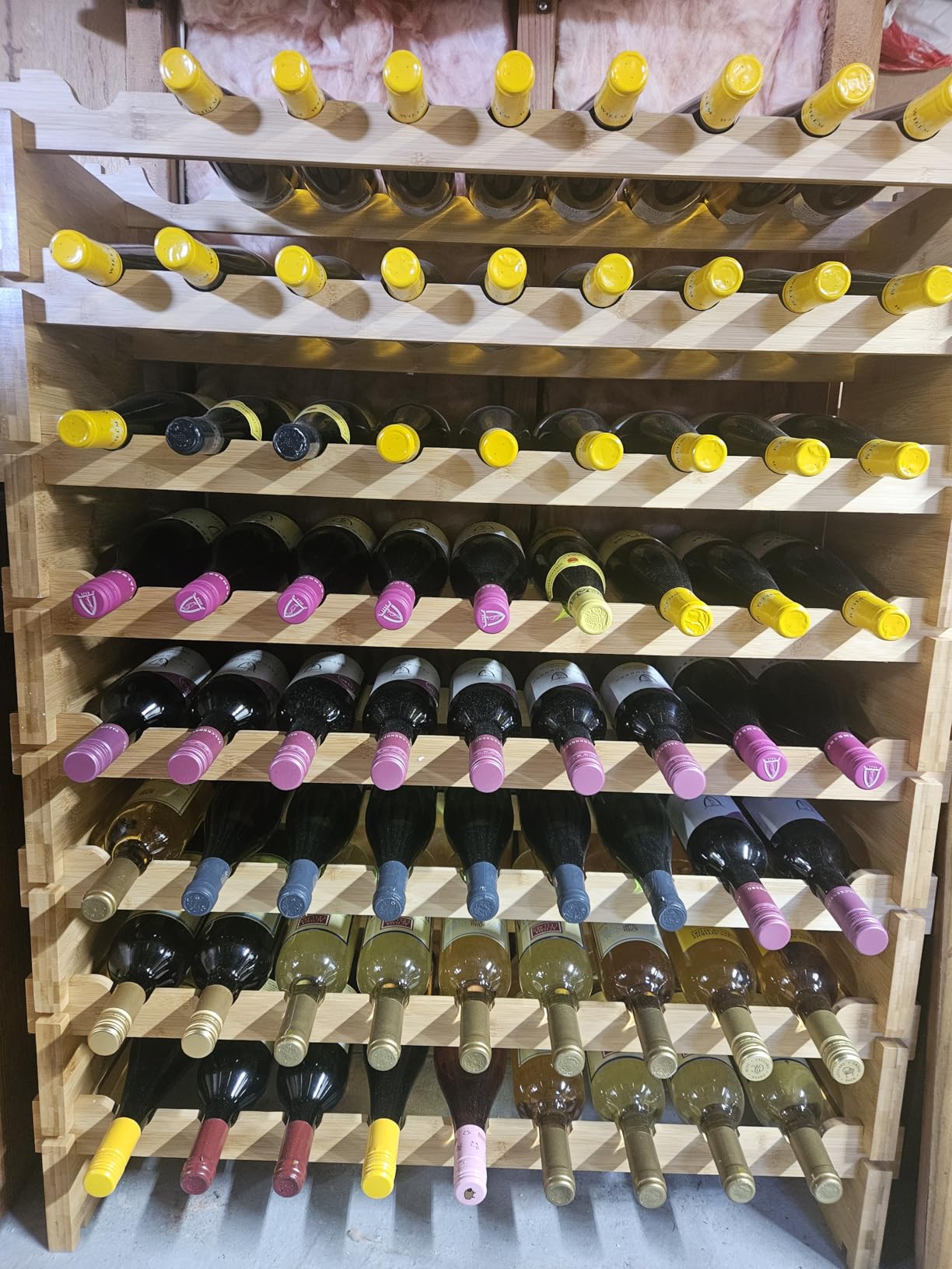 NutriChef 108 Bottle Wine Rack Stackable Bamboo Freestanding, 12 Tier Modular Shelf, Sturdy Wobble Free Upgraded 2026 Design, Easy No-Tool Assembly for Kitchen Cellar or Bar Storage 33.5
