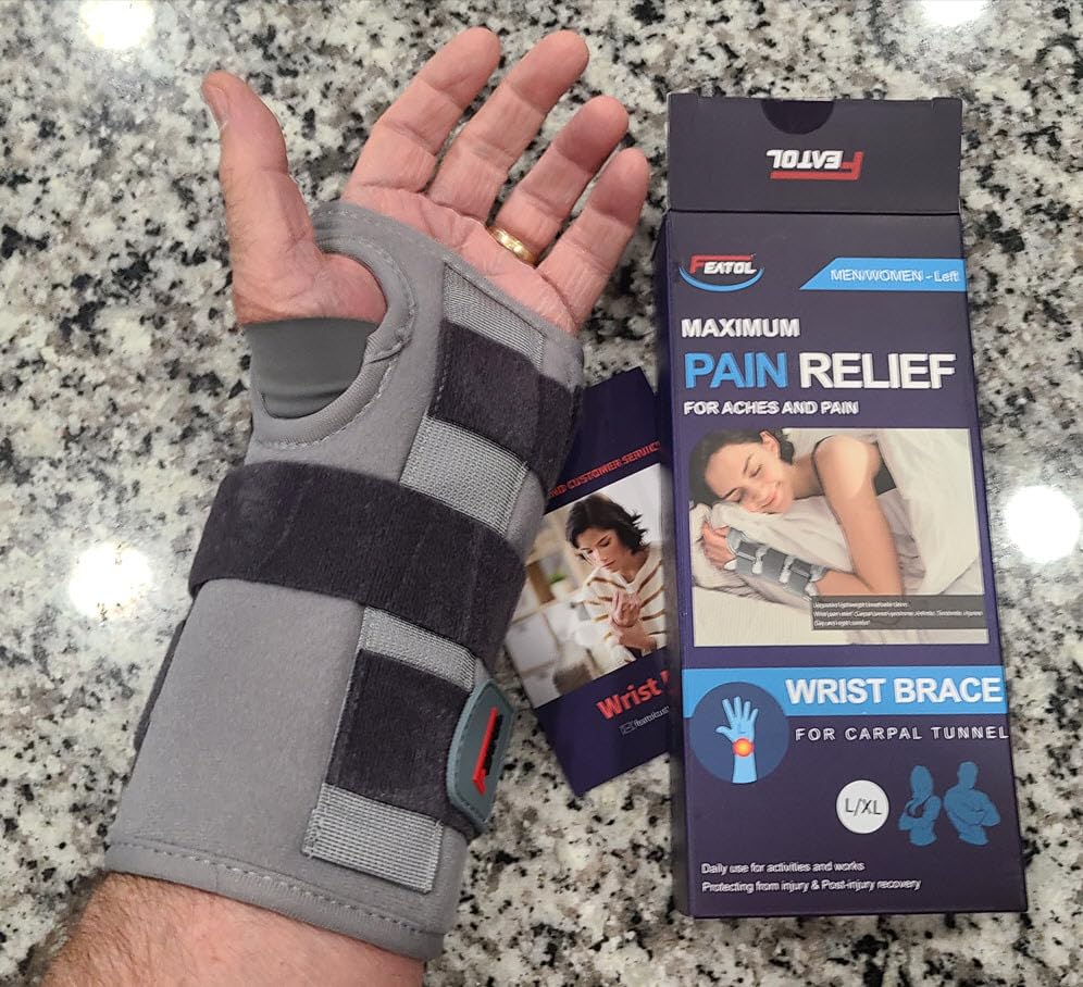 FEATOL Wrist Brace Splint Carpal Tunnel for Women Men, Night Wrist Sleep Support Brace, Left Hand, Large/X-Large, Pain Relief for Sprain, Arthritis, Tendonitis customer photo 1