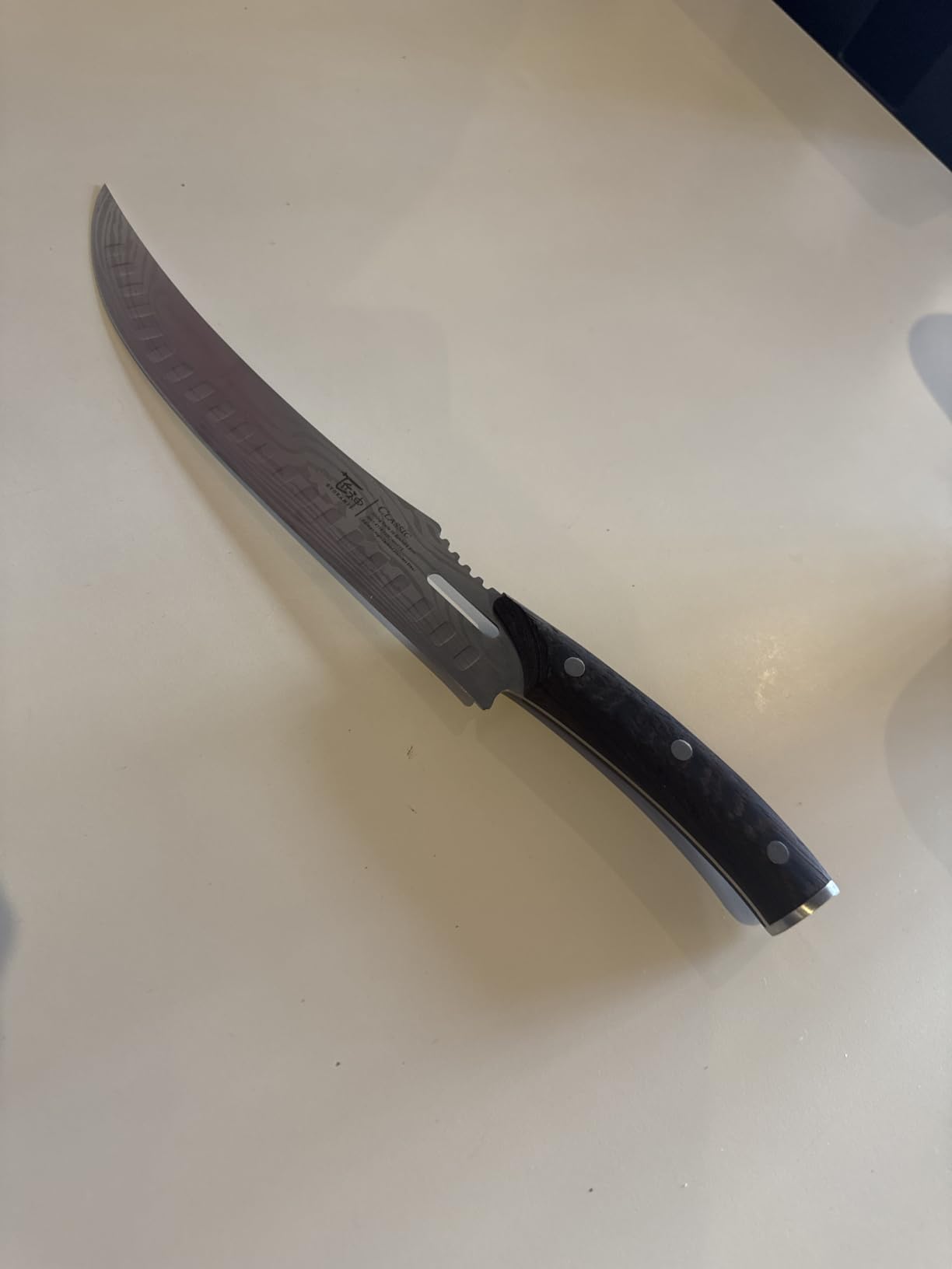 Brisket Slicing Knife, 12 Inch Multifunction Carving Knife for Meat Cutting, Japanese Style Meat Slicer with Wood Full Tang Handle, Damascus Pattern Long Slicing for Roast Beef, Ideal for Gift customer photo 2