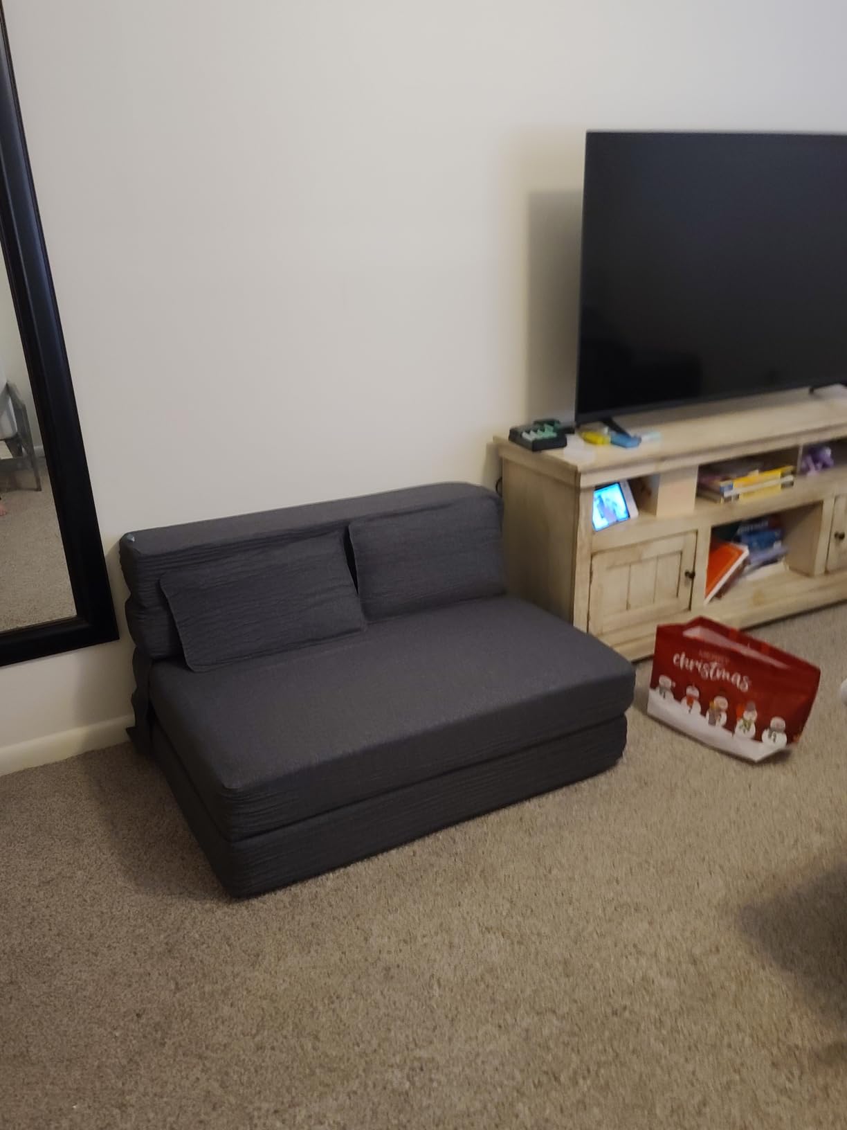 FILUXE Folding Sofa Bed | Convertible Sleeper Chair Bed for Adults, Fold Out Chair to Bed Linen Futon Chair with Pillow, for Home Dorm Apartment RV Living Room, Single Size Dark Gray customer photo 1