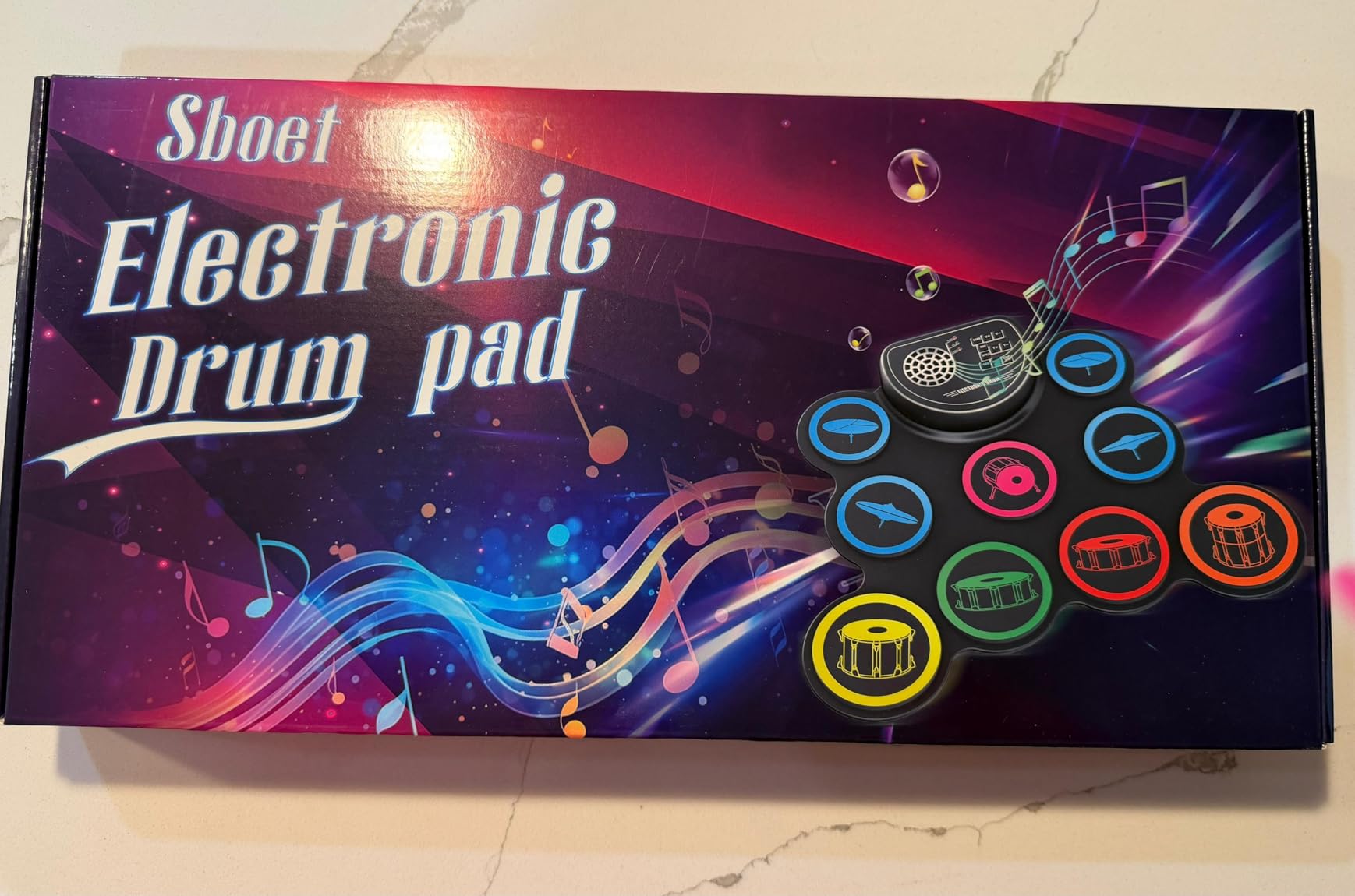 Electronic Drum Set, 9-Drum Practice Pad with Headphone Jack, Roll-up Drum Kit Machine with Built-in Speaker Drum Pedals and Sticks 10 Hours Playtime, Great Christmas for Kids customer photo 2