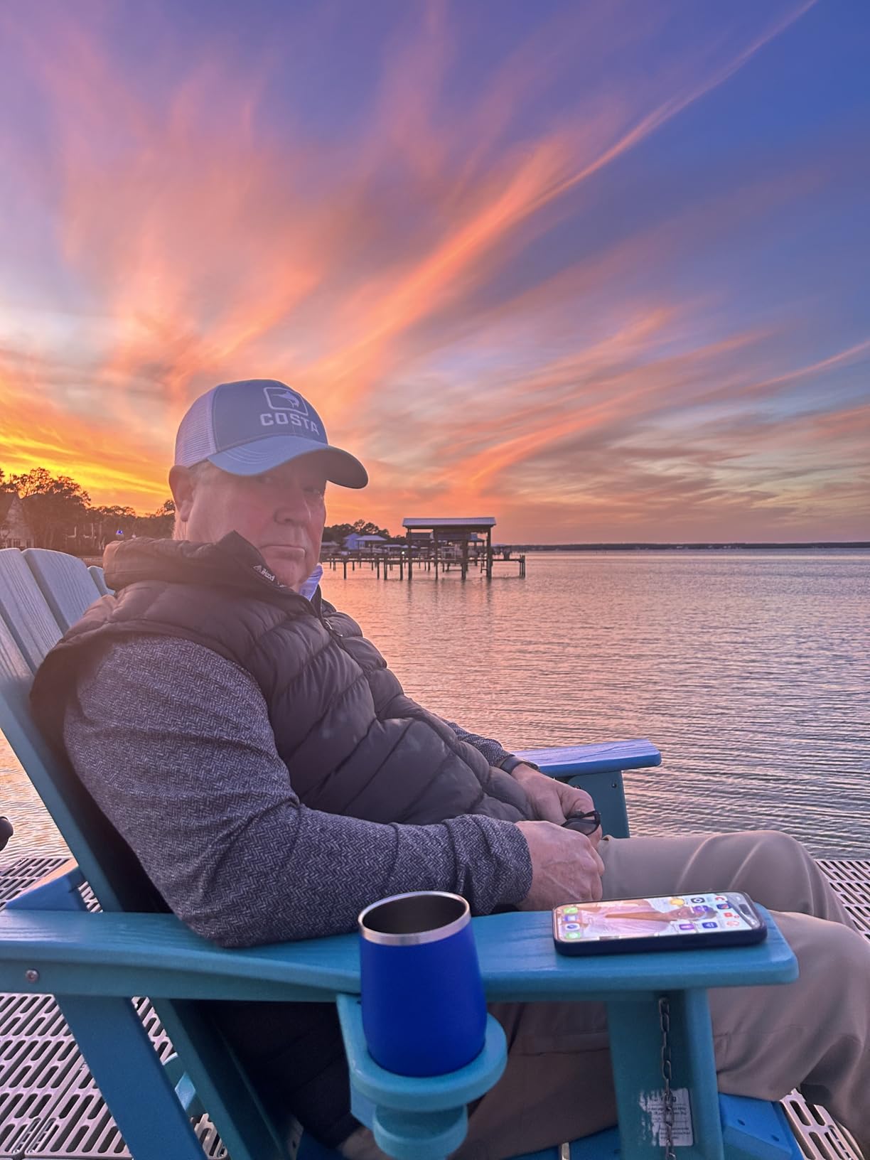 SERWALL Foldable Adirondack Chair Set of 2, HDPE Adirondack Chair with Wood-Texture-Gray customer photo 2