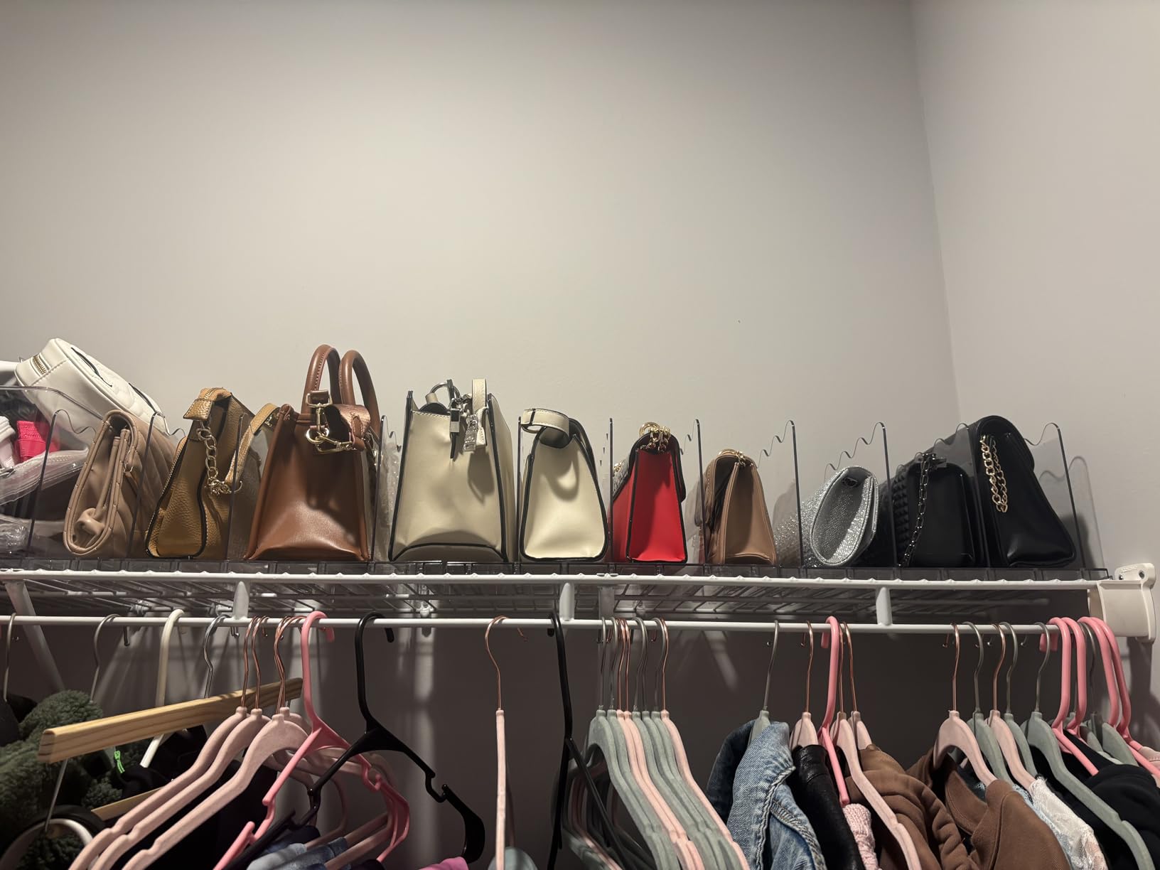 SPACEKEEPER Adjustable Shelf Divider for Closet, Clear Purse Organizers for Closet Acrylic Handbag Separators Storage Organizer Bookshelf Separator Dividers in Bedroom, Office customer photo 2