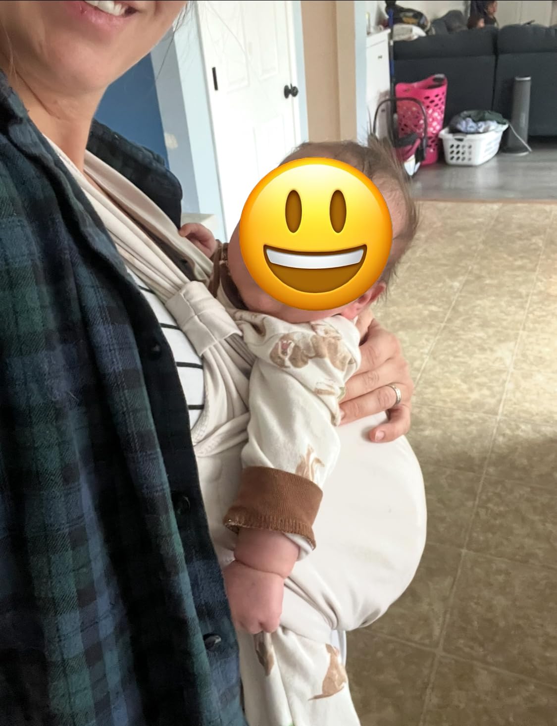 Boba Bliss Pre-Wrapped Baby Carrier with Buckle - Newborn to 7-35 lbs Light, Breathable & Easy to Adjust Hybrid Infant Sling & Toddler Carrier - Certified Hip-Healthy for 0-18 Months - Charcoal customer photo 2