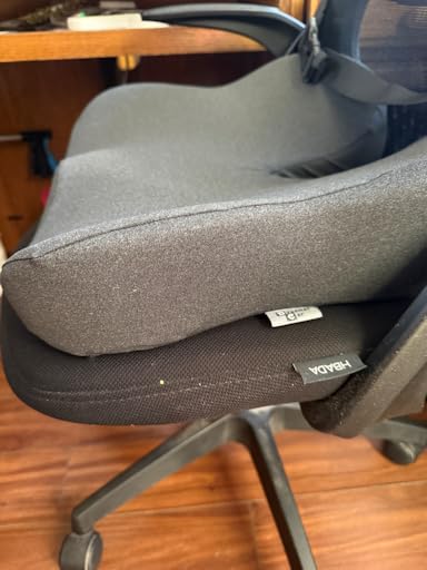 Seat Cushion for Tailbone & Sciatica Pain Relief - Plush Yet Supportive Ergonomic Memory Foam Chair Cushions for Office Chair, Car, Wheelchair,Airplane & Long Sitting (Gray) customer photo 2