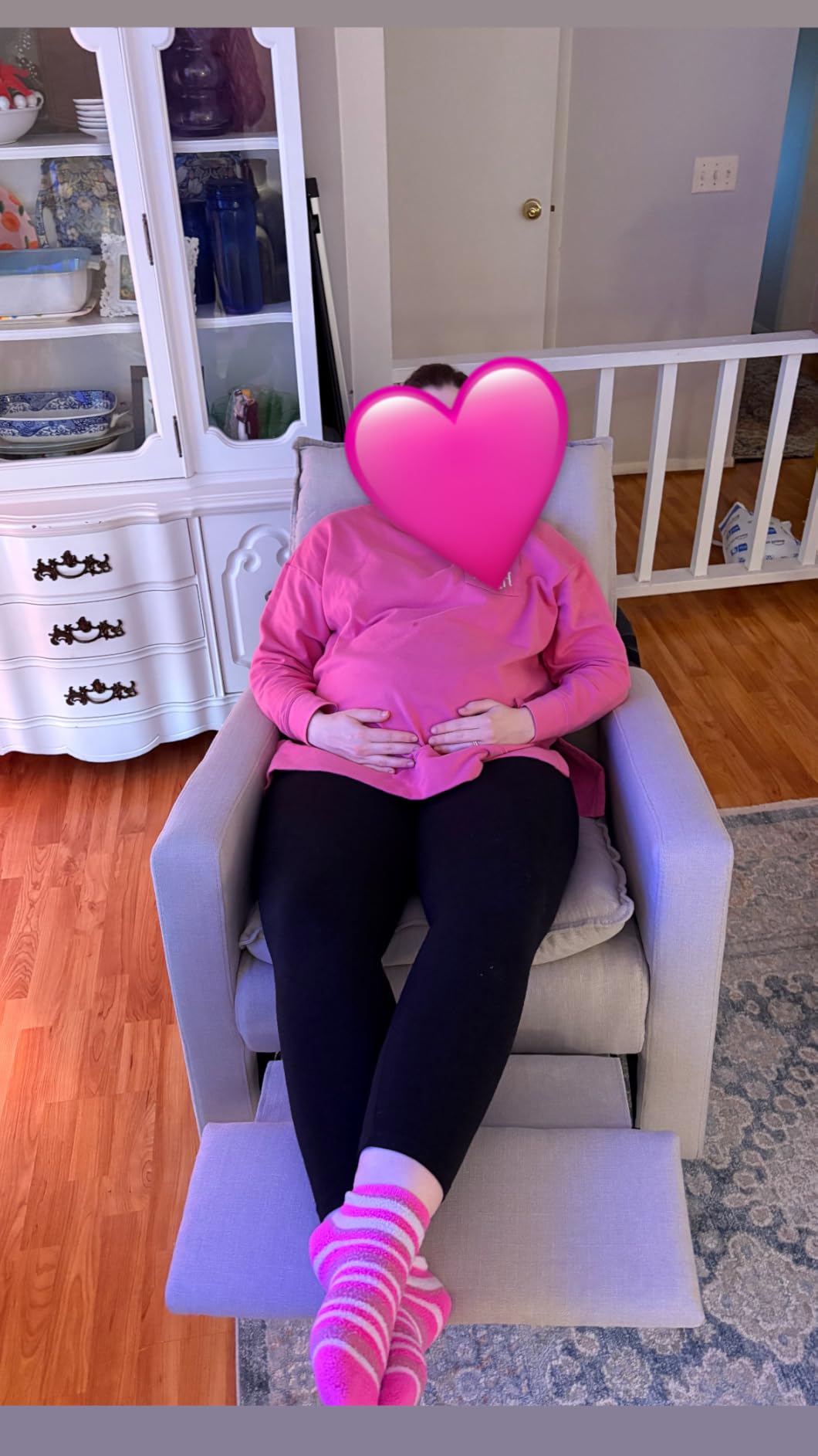 Oxford Baby Uptown Upholstered Glider Recliner Rocking Chair 360° Swivel for Nursery and Living Room - Boucle White customer photo 1