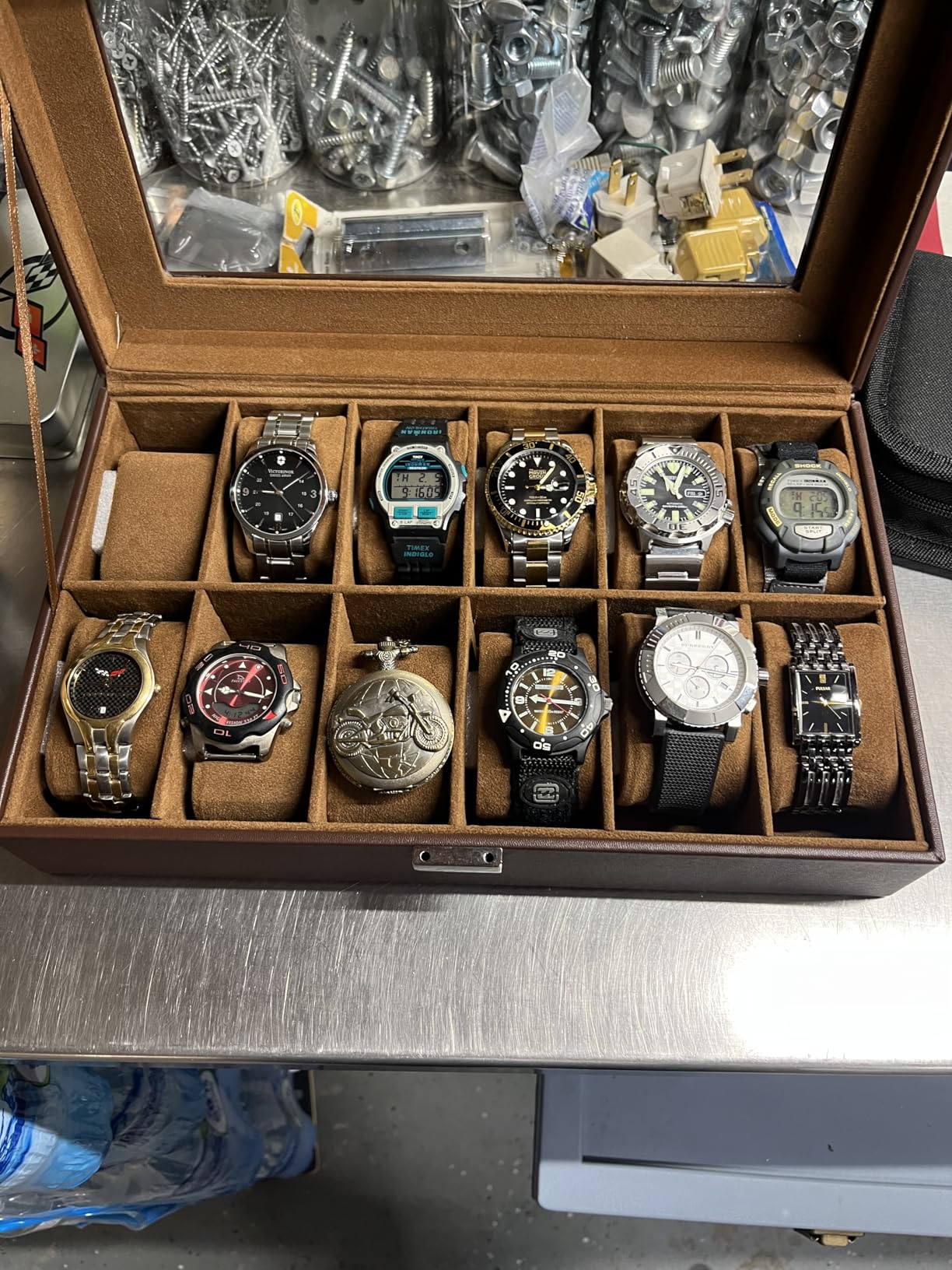 ProCase Watch Box Organizer, 12 Slot Watch Display Case With Glass Lid, Watch Storage Holder Mens Watch Case, Anniversary Birthday Valentine Gifts for Men Women -12 Slot, Brown customer photo 2